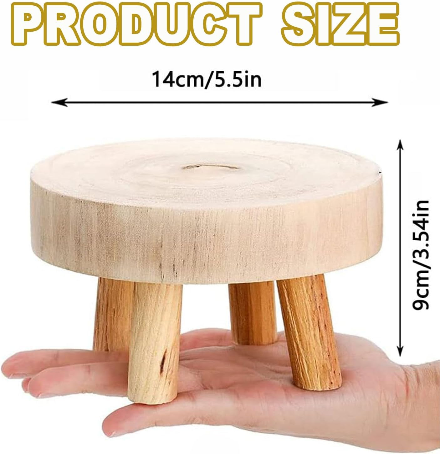 Mini Wooden Stool Display Stand Modern Plant Stand Minimalist Vintage Decor round Decorative Flower Shelf Bonsai Rack Succulents Flower Shelf Decorative Plant Stand for Indoor Outdoor Home Decoration image number 6