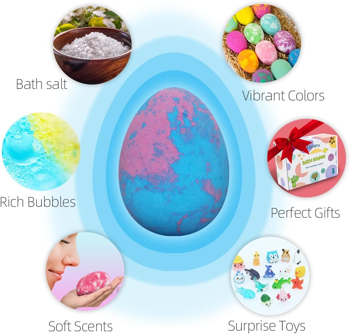Bath Bombs for Kids with Toys inside for Girls Boys - 12 Pcs XXL Large Size Gift Set, Surprise Unicorn Necklace Bracelet Toy, Handmade Bubble Bath Fizzies Spa Fizz Balls Kit for Women image number 3