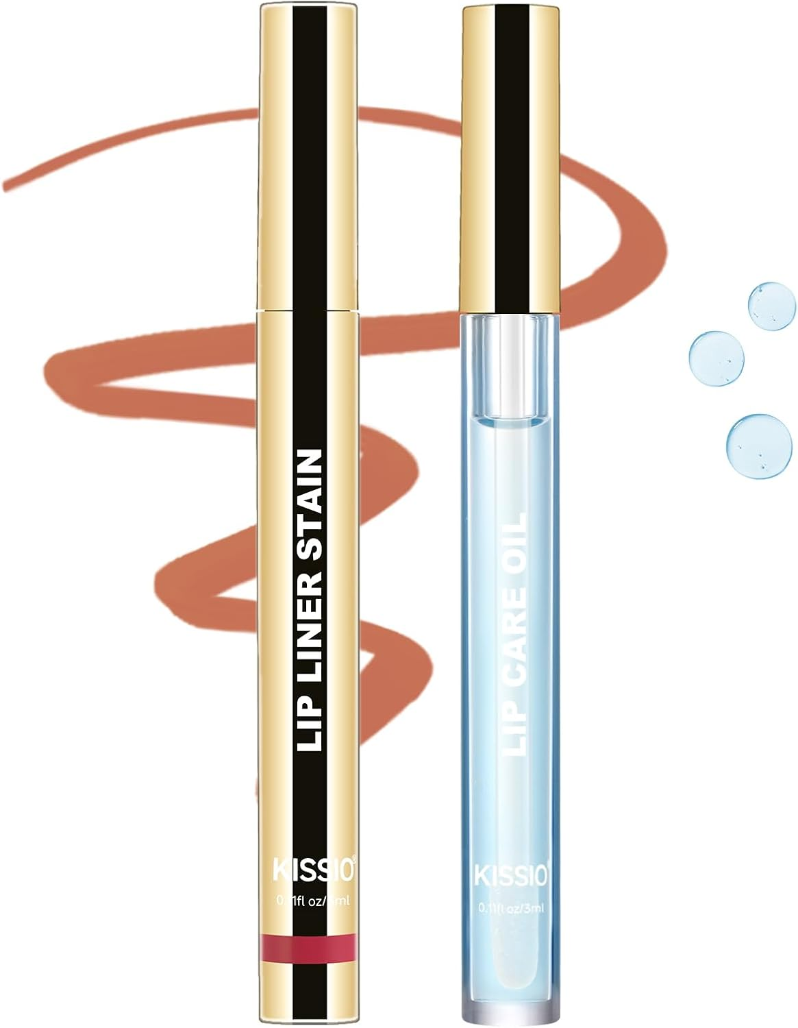 KISSIO Lip Liner Stain,Peel off Lip Liner and Lip Care Oil,Transfer Proof,Long Lasting and Waterproof Lip Tint,Matte Finsh,Lip Combo,02 Gray Pink