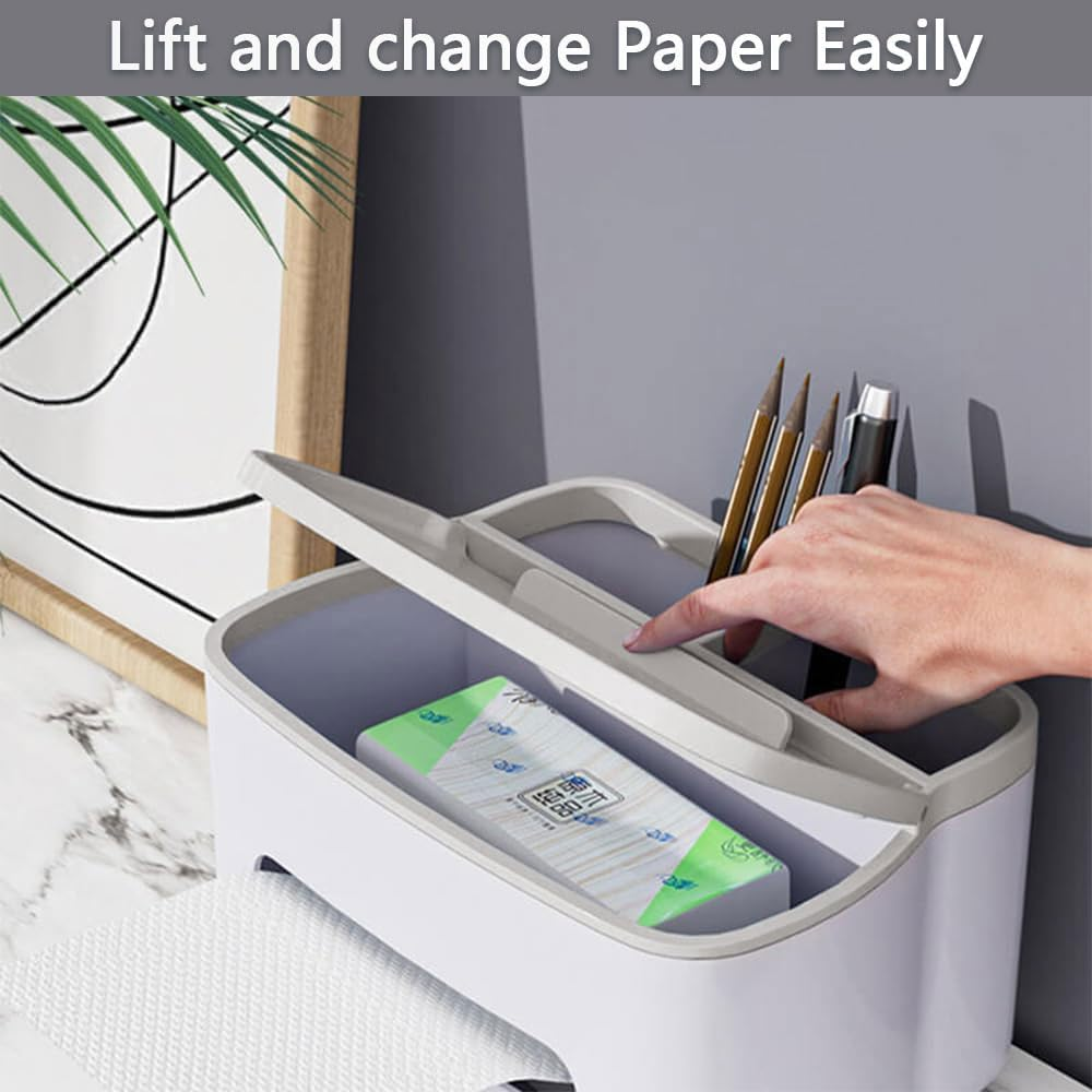 Multifunctional Rectangular Tissue Box Cover with Storage Organizer &ndash; 2-Piece Napkin Holder & Paper Dispenser for Living Room, Bathroom, Bedroom, Kitchen, Office &ndash; Remote Control Holder image number 1