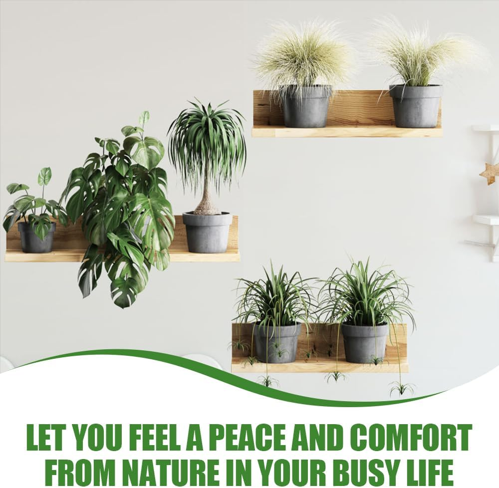 Green Pot Plants Fresh Leaves Wall Decals, 4 Pcs Pastoral Garden Potted Plant Wall Stickers, Removable Background Wall Decoration for Office Home Living Room Bedroom, 25 * 35Cm image number 3