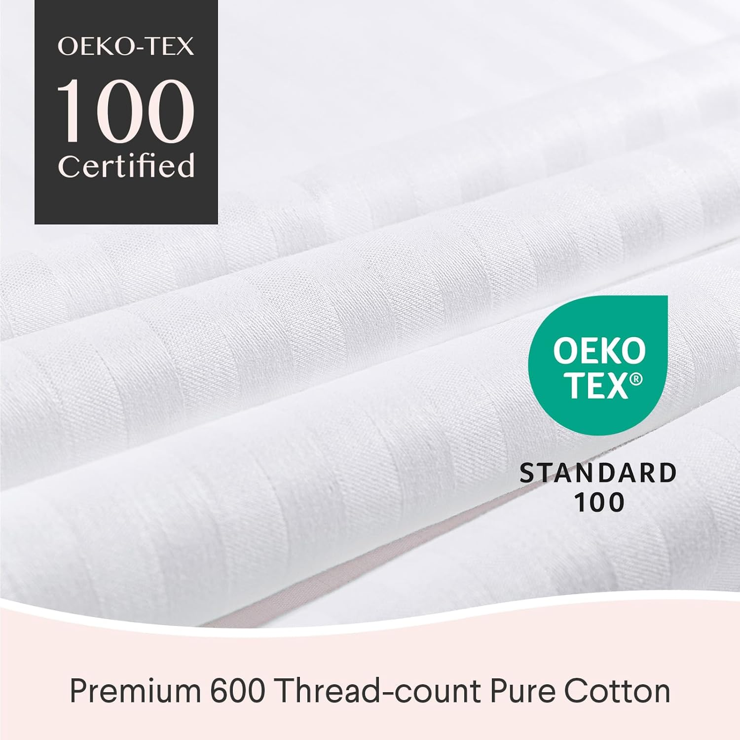 FAUNNA 600TC 100% Cotton Pillow Protectors, Standard Size (20X26), 2 Pack, Oeko-Tex Certified, Hotel Grade Pillow Cover with Silent Zipper, Zip up Pillow Cases, White image number 1