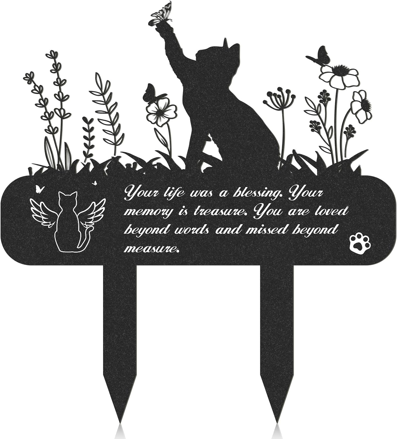 Rngmsi Pet Grave Markers - Metal Cat Memorial Plaque, Waterproof Cemetery Stakes, Pet Headstone (13.4 X 12 In)