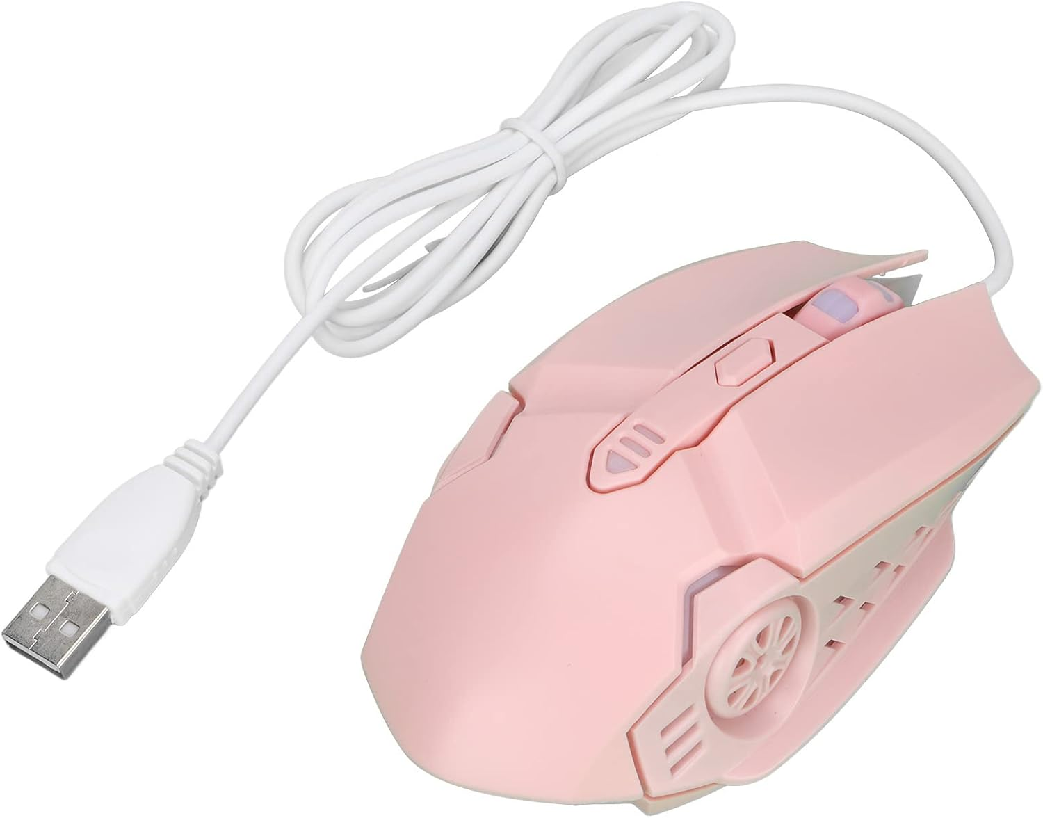 Gaming Mice Wired Office Mouse Cute Pink, Programmable 7 Buttons DPI Adjustable Ergonomic Silent Mouse 4 Cool LED Effects, for Notebook, PC, Laptop, Computer (6D Pink) image number 5