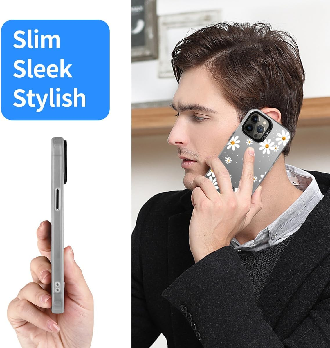 YUXING Mobile Phone Case for Vivo V50 Lite 5G/4G Case Ultra Thin Shockproof Protective Case with Flowers Animal Graffiti Art Pattern Design Slim Bumper Case Cover, Daisy image number 7