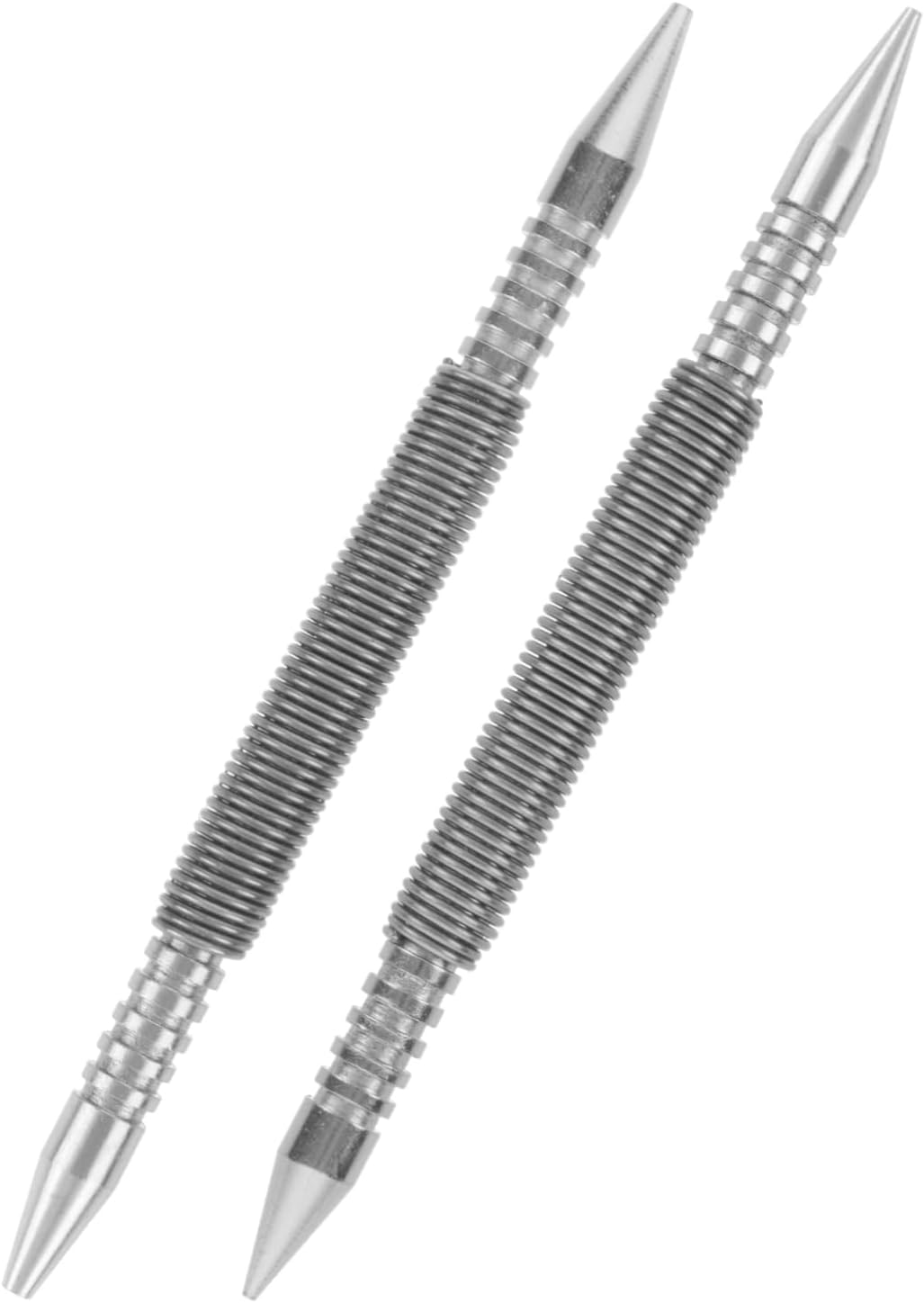 Anneome 2Pcs Spring Nail Punch Set Dual Head Spring Loaded Center Punch for Wood Metal Glass Hammerless Carbon Steel Nail Tool for Precise Marking image number 1