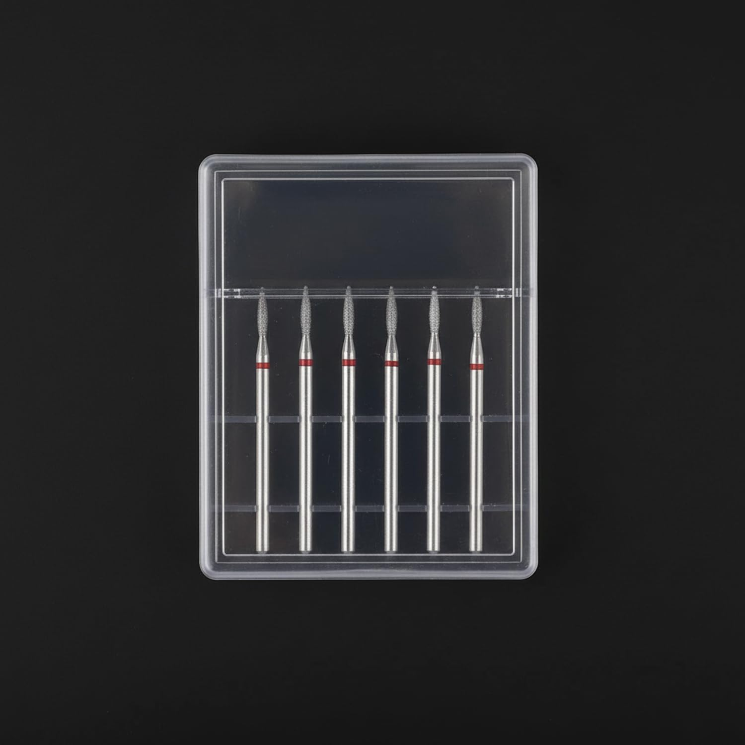 6Pcs Cuticle Drill Bit, Diamond Nail Drill Bits Set with Case, Professional Manicure Tools 3/32" Flame Cuticle Clean Nail Carbide Bits for Home Salon image number 2