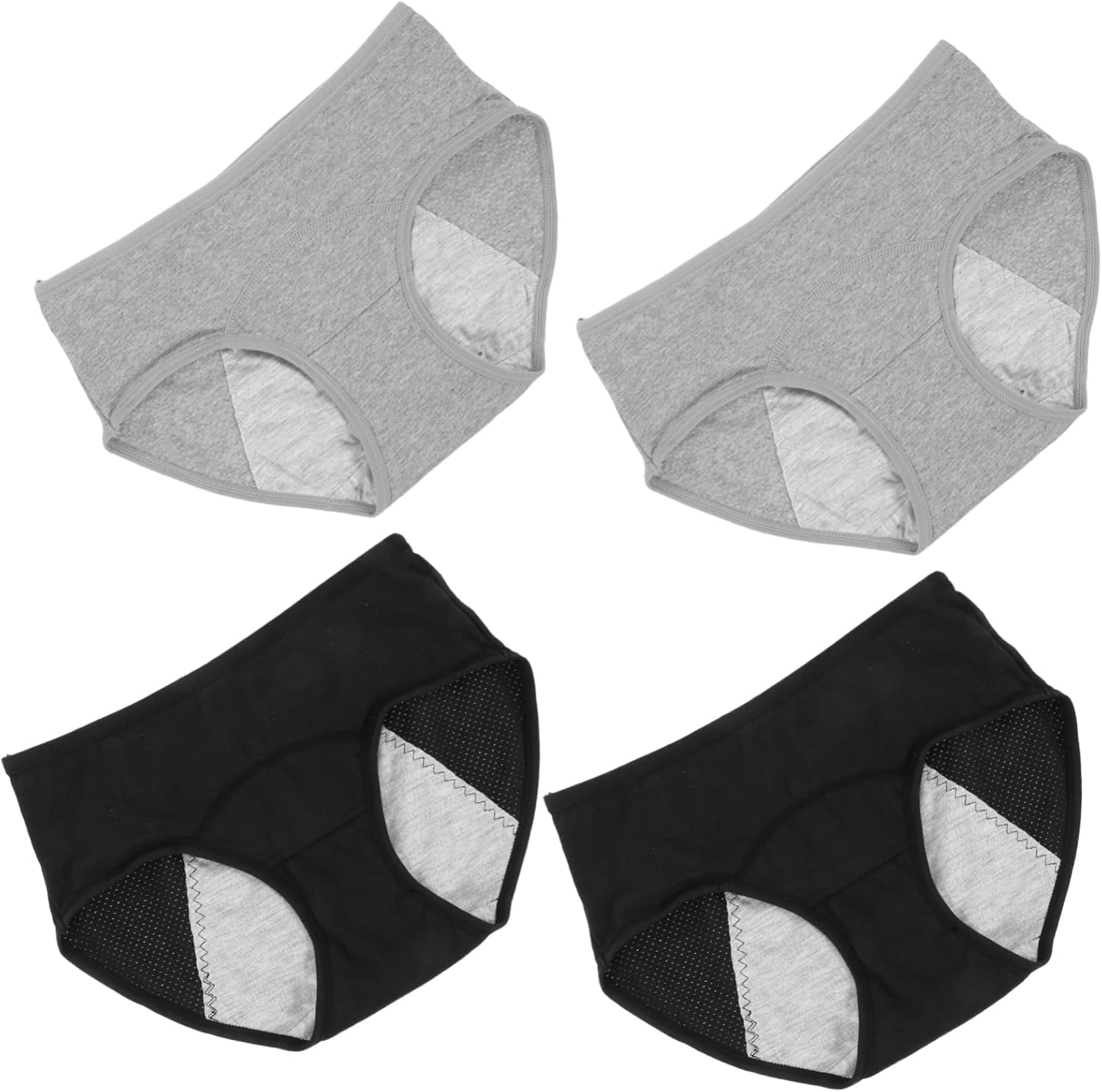 Leak Underwear Women Mid Waisted Period Briefs Comfortable Breathable Cotton Seamless Panties for Secure Fit Suitable for Grey