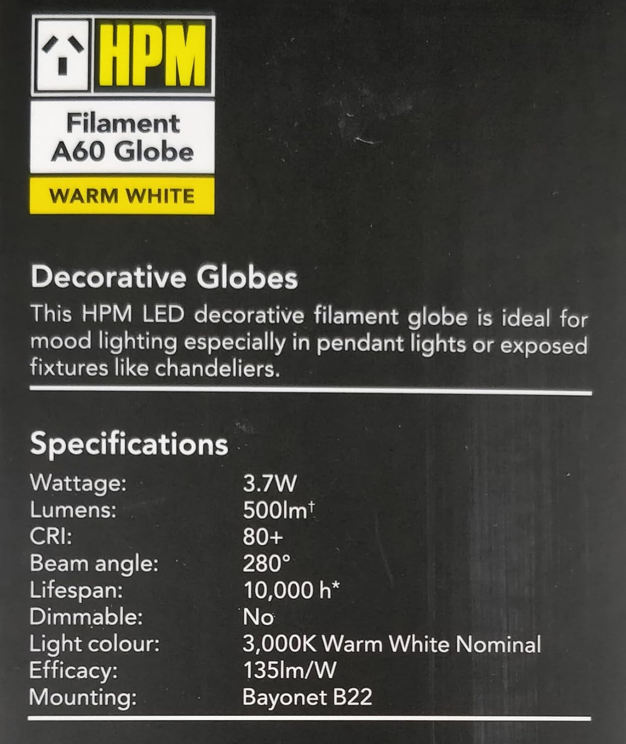 10 X 3.7W LED Filament Light Globes Bulbs B22 Bayonet BC 500Lm Warm White - HPM image number 5