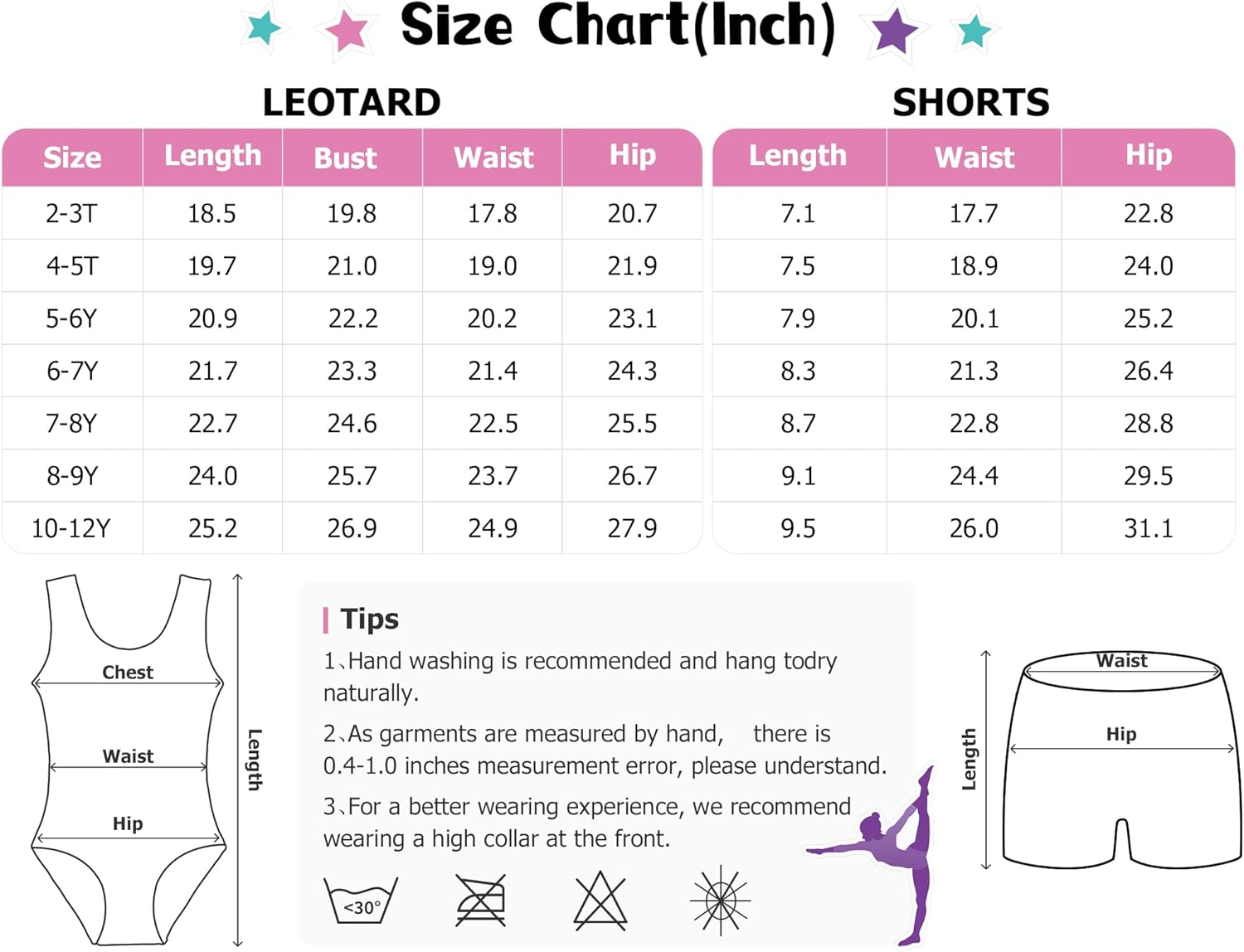 Jinhiteam Girls Gymnastics Leotards Size 2-9 Years Old Multicolor Sleeveless Little Kids Bodysuits Tumbling Outfit image number 5