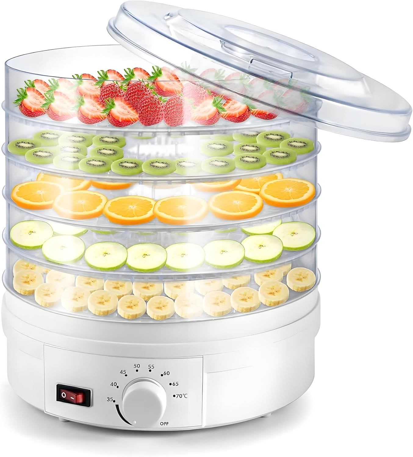 Food Dehydrator Machine, Professional Electric Multi-Tier Food Preserver, Meat or Beef Jerky Maker, Fruit & Vegetable Dryer with 5 Stackable Trays, High-Heat Circulation image number 1