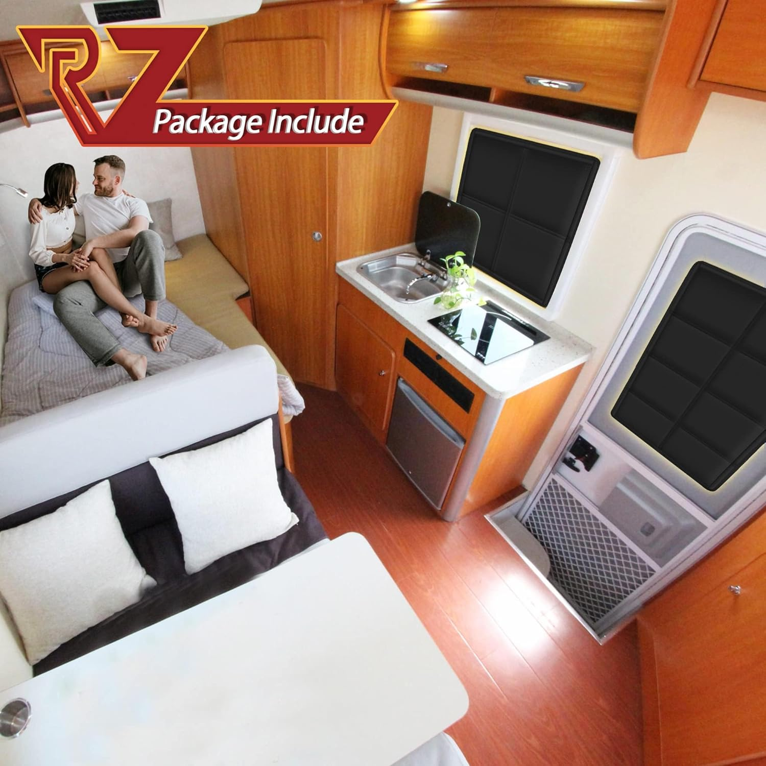 RV Murts RV Door Window Shade, 64 X 40Cm Magnetic Foldable Camper Door Window Insulation Cover UV Reflection, Privacy Protection Travel Trailers Sun Blackout, Velcro Waterproof Thickened Oxford Fabric image number 1