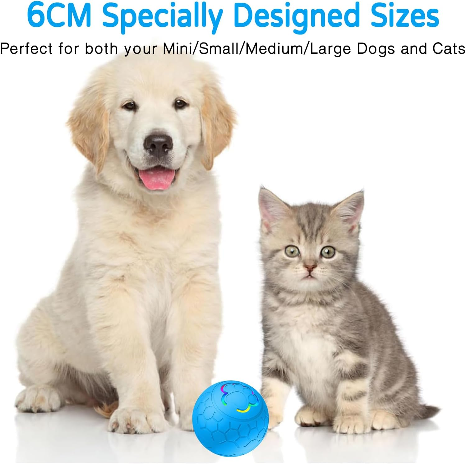 Interactive Dog Toys Cat Dog Ball, Upgraded Durable Motion Activated Automatic Rolling Ball Toys for Mini/Small/Medium/Large Cats and Dogs, USB Rechargeable (Blue) image number 3