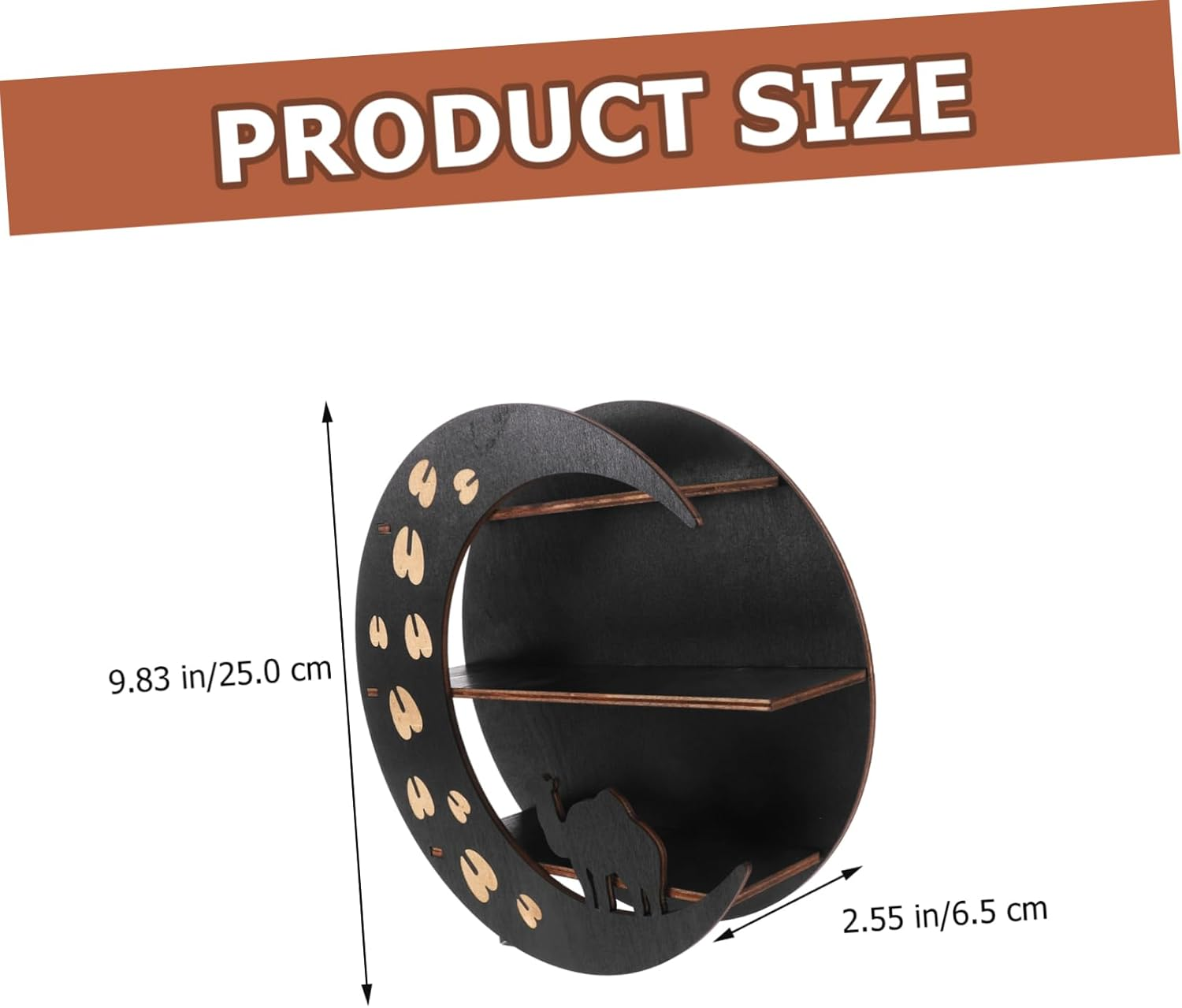 STOBAZA Wooden Crescent Wall Crystal Stand Display Stand Decoration Crescent Floating Shelves Shelf Decorations Display Stand Moon Floating Shelf Boho Decorations Black image number 4