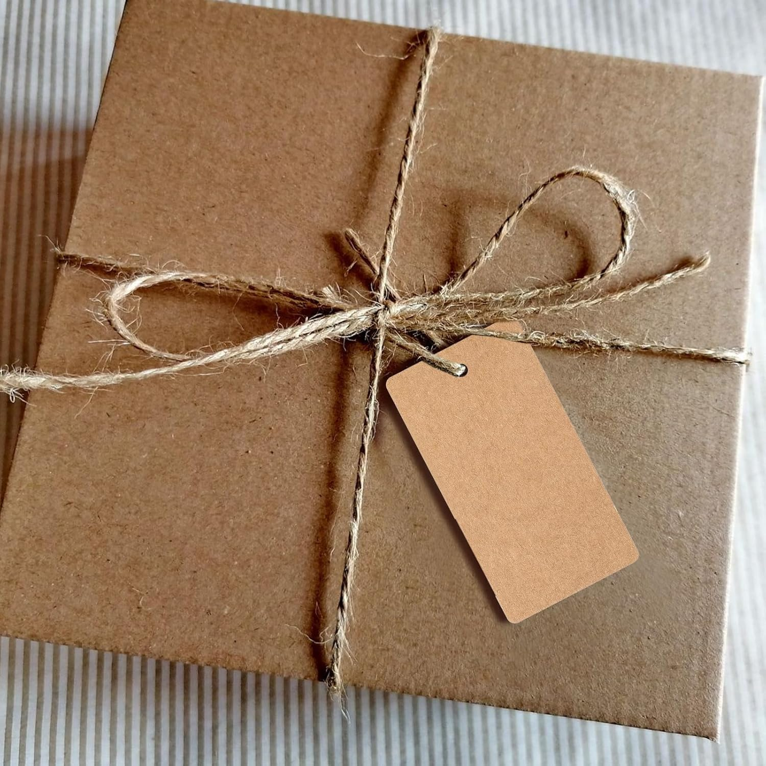 100 Pcs Kraft Paper Tags, Large Gift Tags, Blank Paper Tags with String, Large Gift Labels for Wedding Favors, Craft Paper for Presents, Kraft Paper Paper with Free Natural Jute (White) image number 6