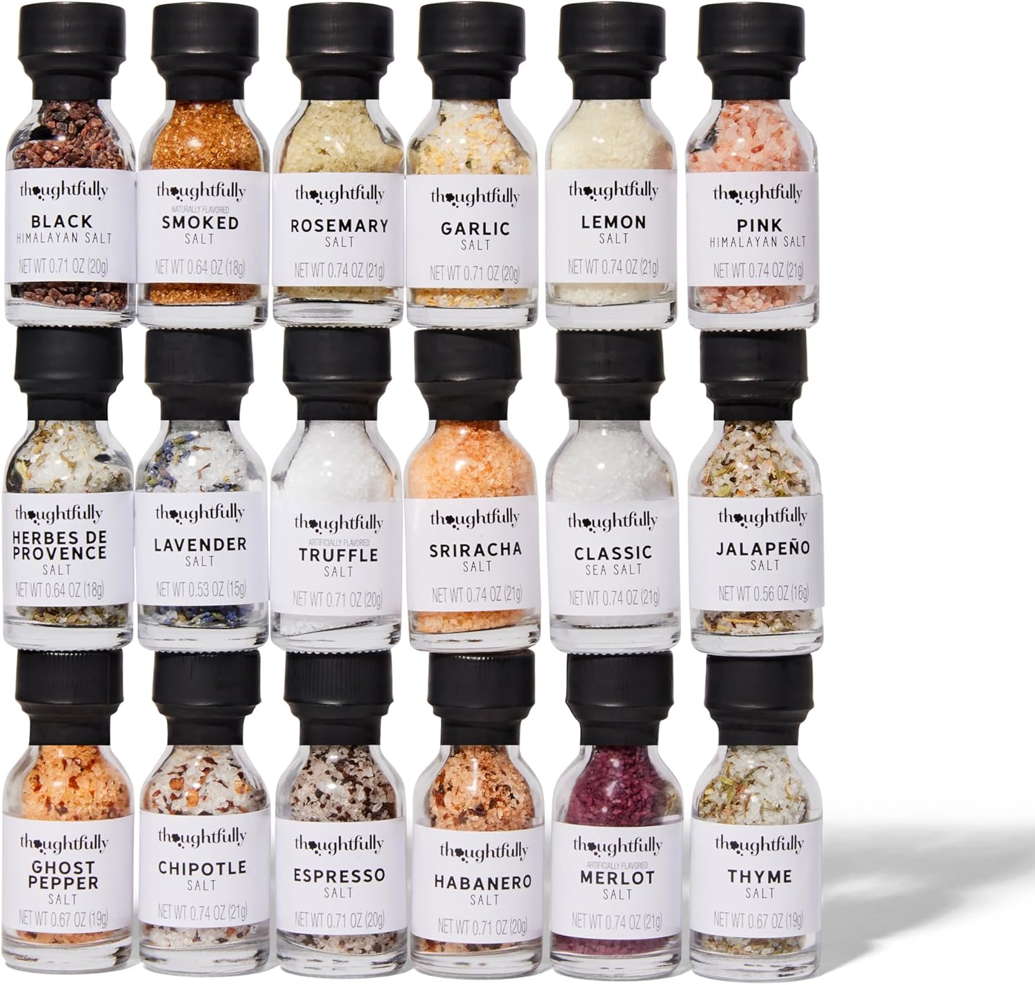 Thoughtfully Gourmet, Salt Sampler Gift Set, Flavors Include Garlic, Rosemary, Lemon and More, Pack of 18 image number 2