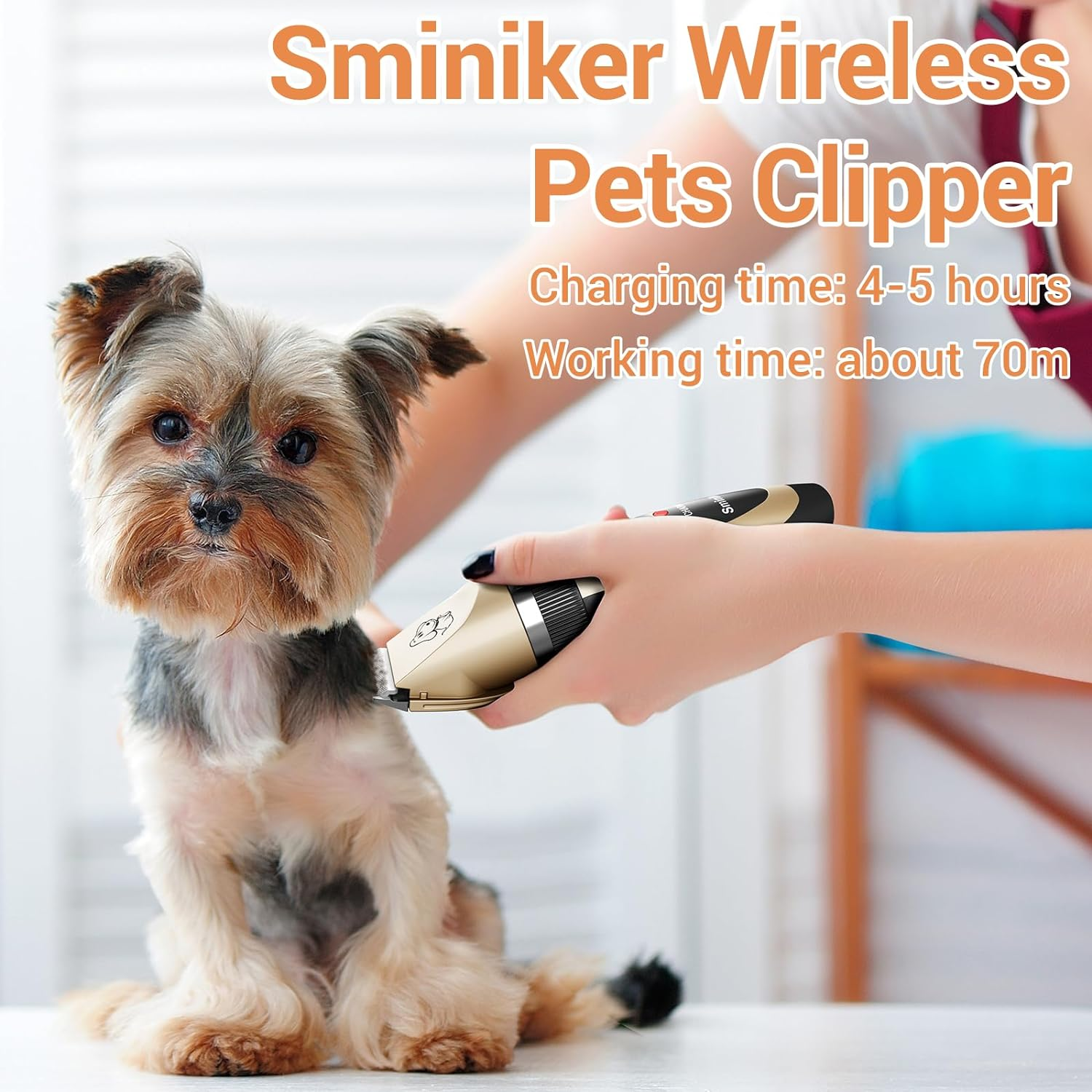 Sminiker Professional Rechargeable Cordless Dogs and Cats Grooming Clippers - Professional Pet Hair Clippers with Comb Guides for Dogs Cats and Other House Animalspet Grooming Kit image number 3
