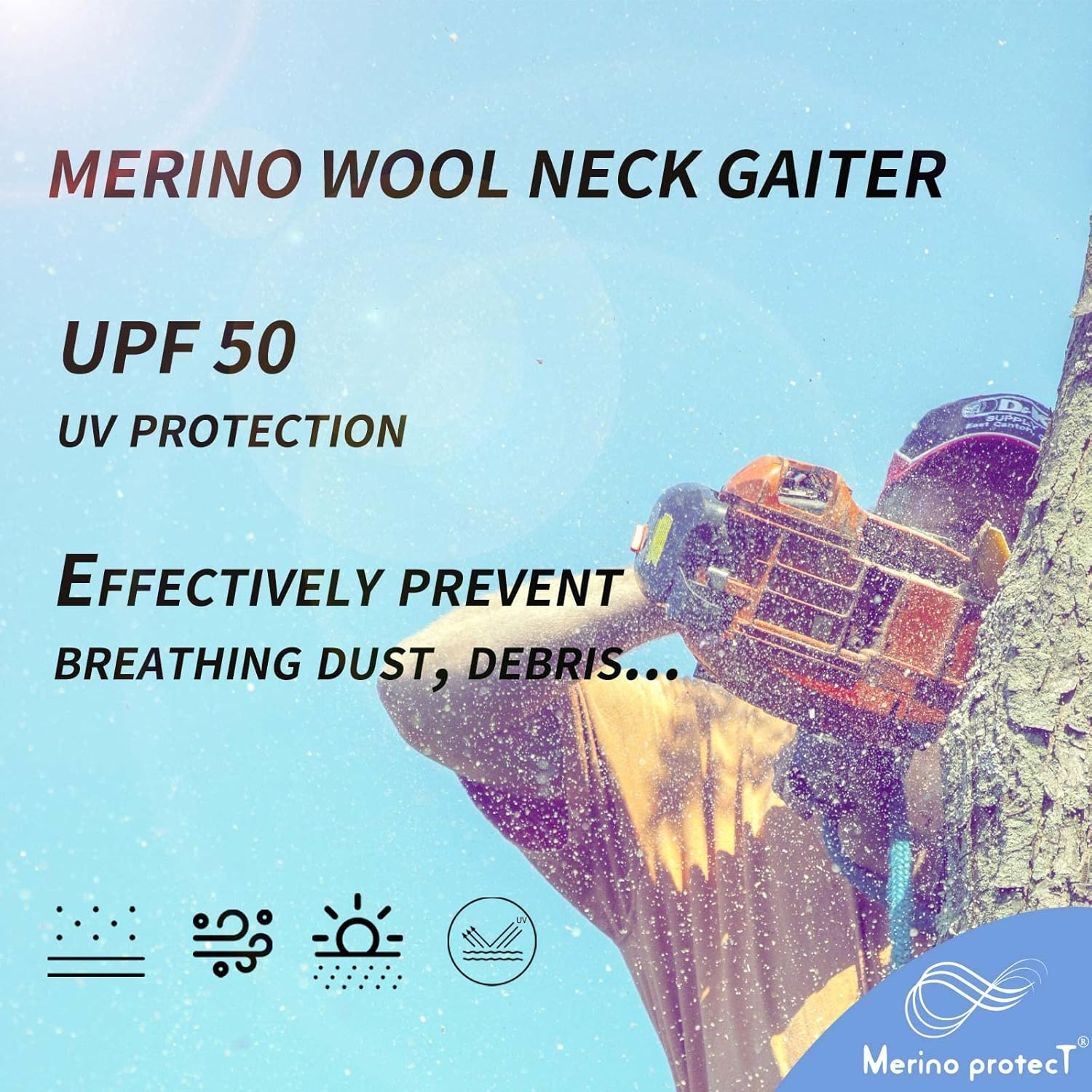 Merino Protect 100% Merino Wool Neck Gaiter Men Women Breathable Face Mask Lightweight Neck Warmer Motorcycle Hiking Hunting image number 4