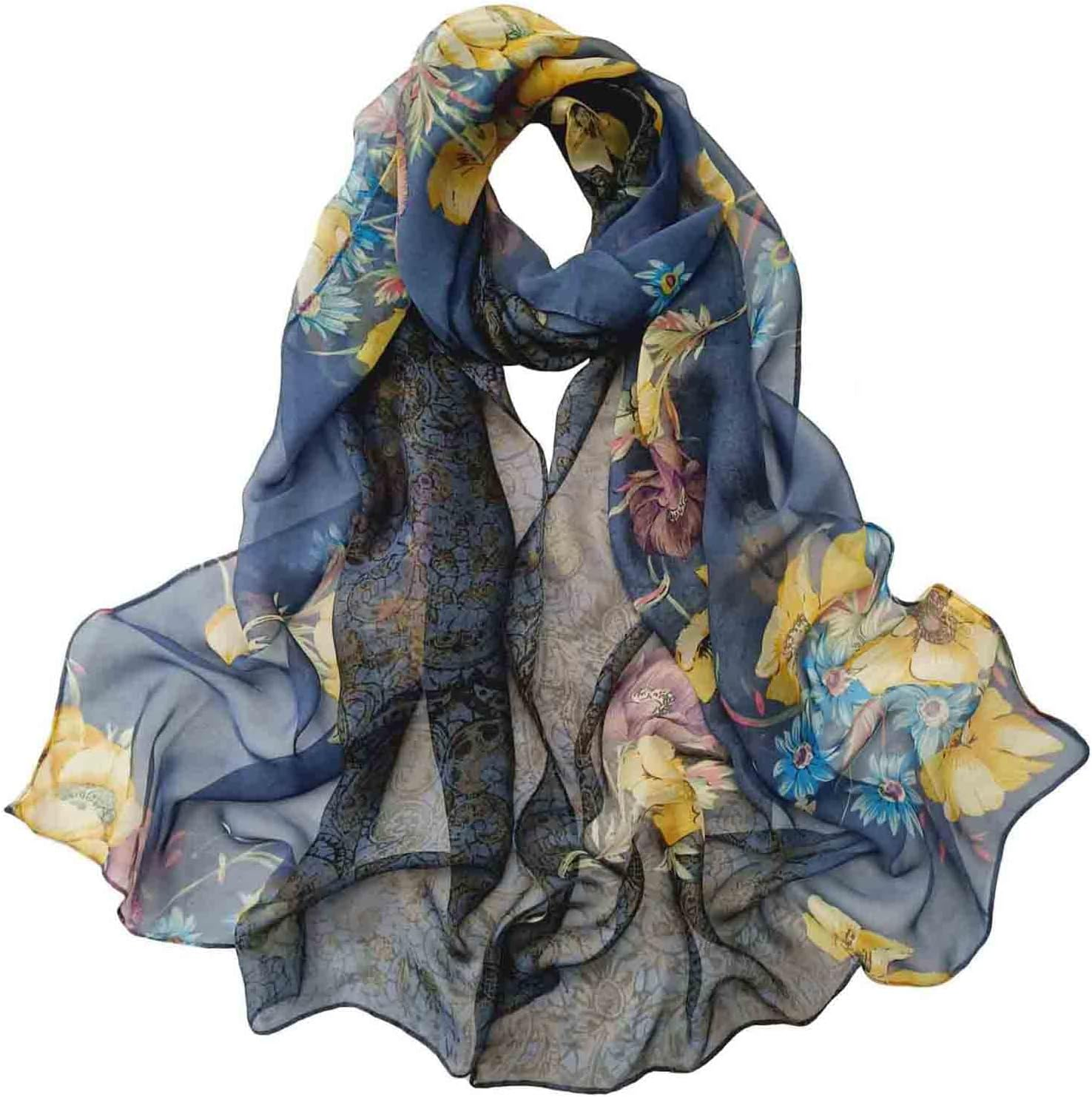 Acotavie Scarfs for Women Lightweight Print Floral Pattern Scarf Fashion Scarves Sunscreen Wraps Shawls image number 6
