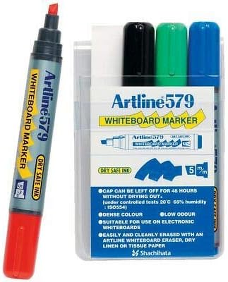 Artline 579 Whiteboard Marker 5Mm Chisel Nib Assorted Wallet 6