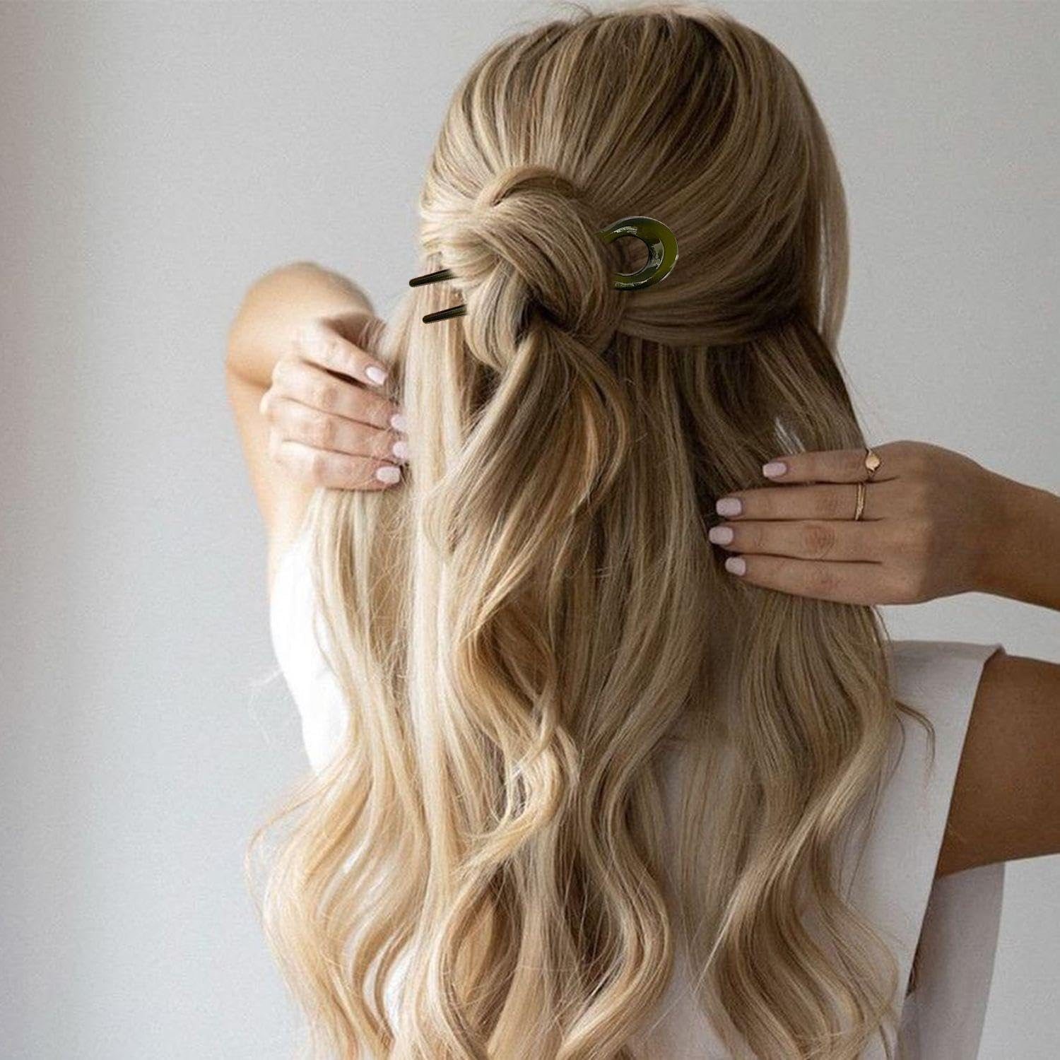 4 U-Shaped Wave Hair Pins and 4 Fishtail Hairpins, Retro Hairstyle Accessories, Female French Hairpins, Suitable for Fashion Styling Design. image number 1