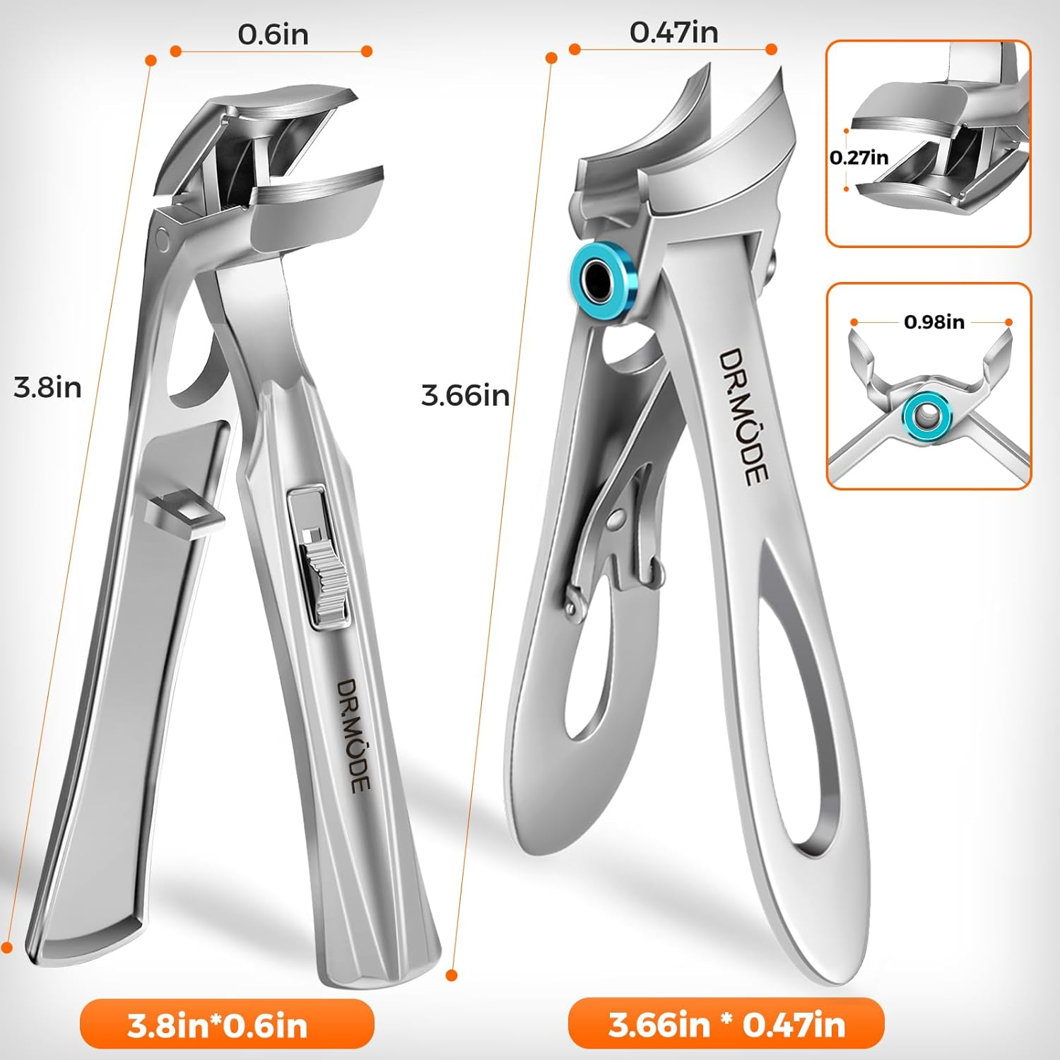 Slanted Toenail Clippers for Seniors Thick Toenails, Angled Head Large Nail Clippers for Men Thick Ingrown Nails with Wide Opening, Nail Cutter with Catcher -Silver image number 5