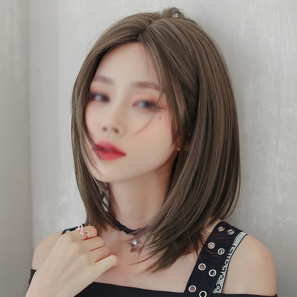CENPEK Short Straight Wigs, Medium Length Clavicle Hair, Straight Hair with Middle Parting, Fashion Wig image number 5