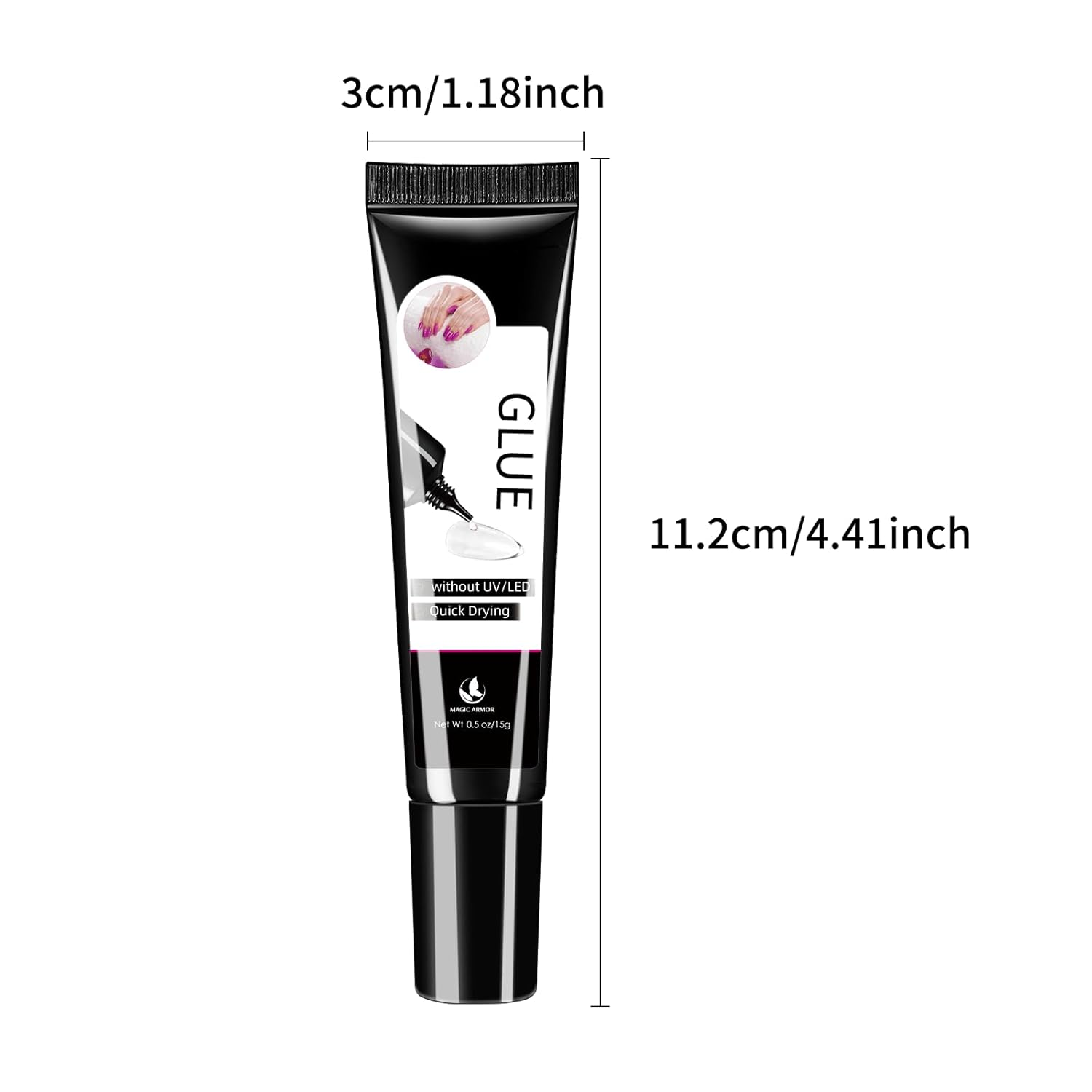 2PCS Nail Glue Gel No Uv Light Needed, Latest Semi Solid Glue for Press on Nails Long Lasting Fake Acrylic Nails Strong Glue Gel 15Gx2