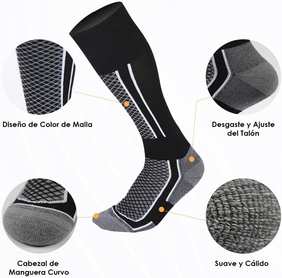 AUTOWT Ski Socks for Men & Women, Cold Weather Wool Socks for Snowboarding, Skating, Hiking, Sea Fishing and Other Outdoor Sports, Winter Thermal Knee-High Socks, Soft Cushion Winter Ski Socks
