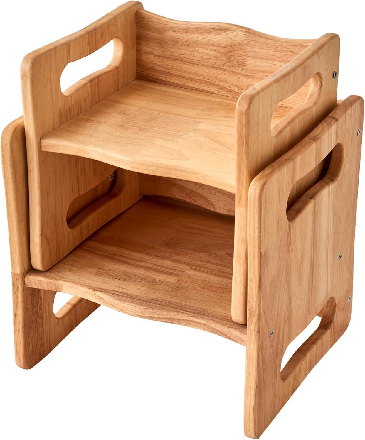 Wojkod Rubber Wood Montessori Weaning Table and Chair Set for Toddlers Age 1-3,Cube Table and Chair Set for Kids to Reading/Eating/Playing,Natural Quality Solid Wood Children Furniture,Cpc Certified image number 1