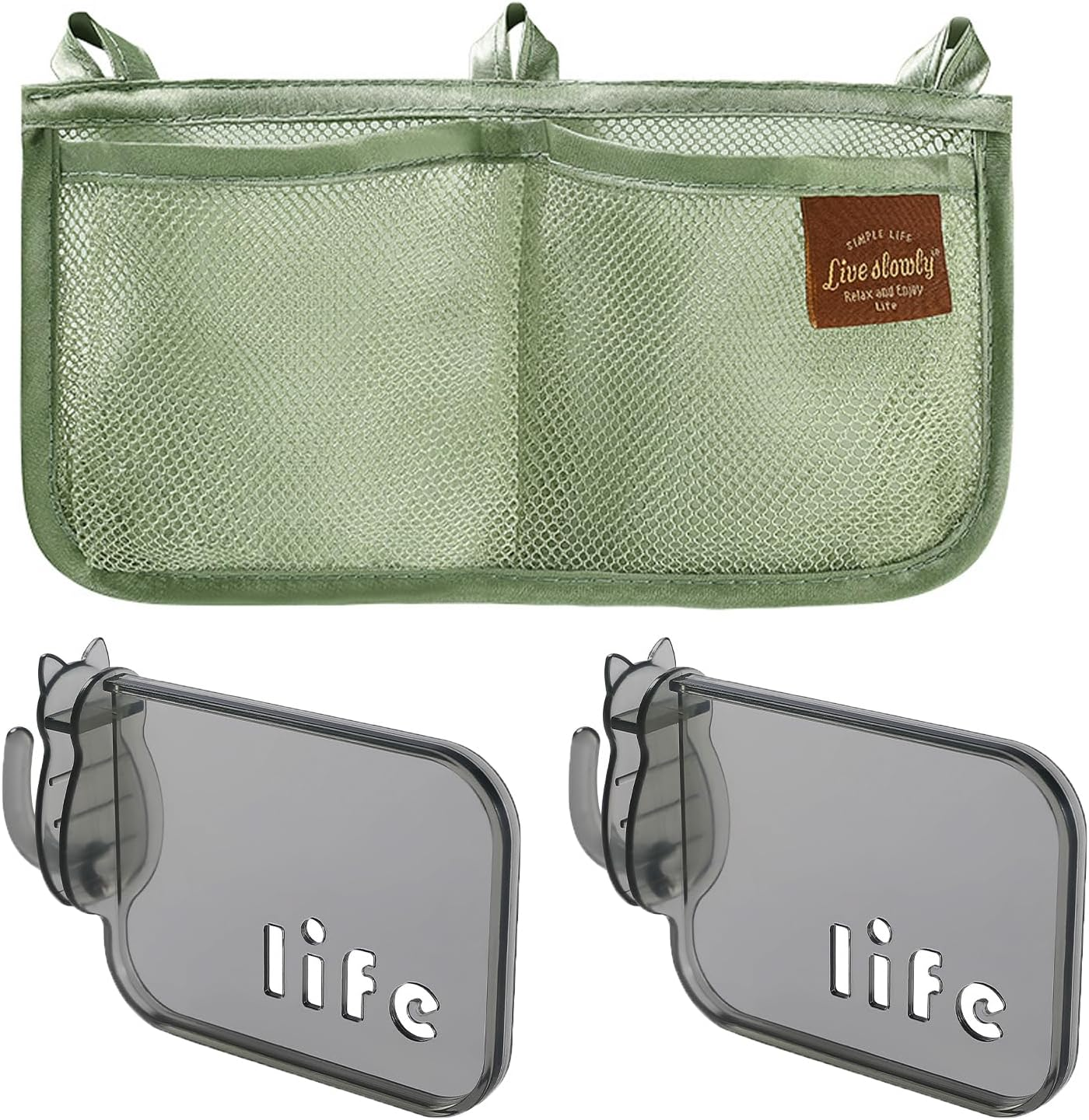 Fridge Storage Net Bag for Hanging, Fridge Organiser with 2 Tube Holders Partition, Double Compartment Hanging Storage, Fridge Storage Bags for Kitchen Organisation (Green-1)