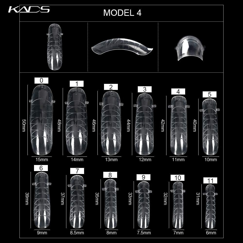 KADS 120PCS Clear Full Cover Dual Nail System Form UV Gel Acrylic Nail Art Mold Artificial Nail Tips with Scale for Extension (MODEL 4) image number 5