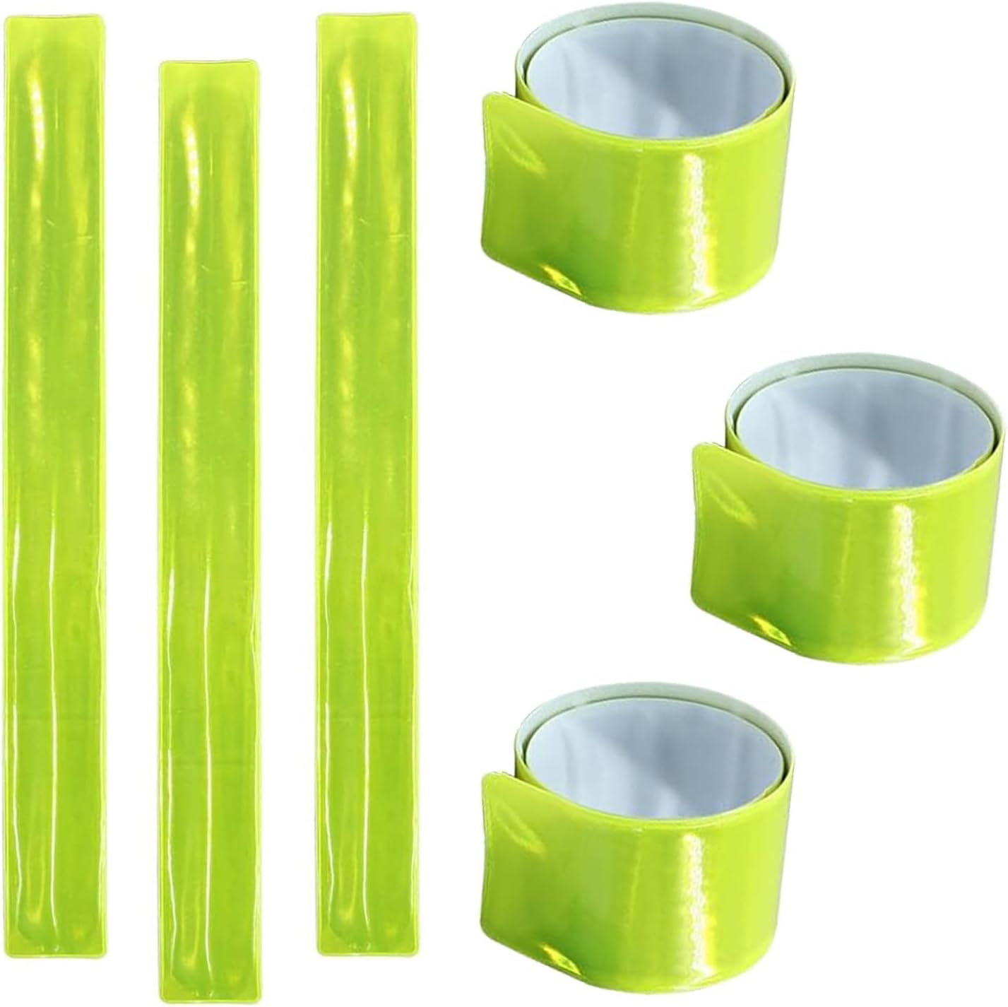 6 Pcs Reflective Bands Snap Bracelets Reflective Safety Band High Visibility Ankle Bands Enhance Safety for School Bags Keys Prams Hiking Joggers and Cyclists Fluorescent Green image number 5