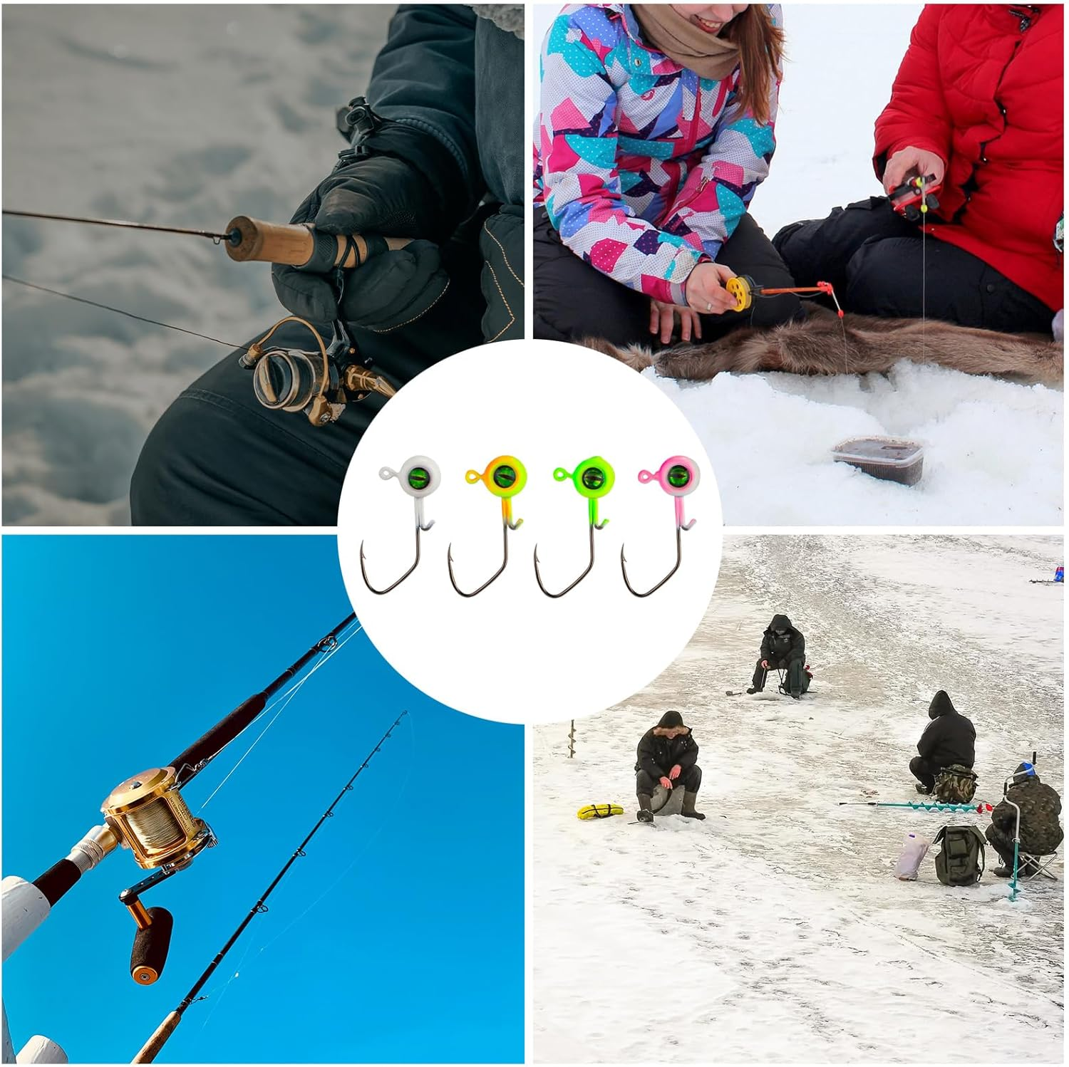 40Pcs Crappie Jig Heads, Fishing Jig Head Hooks Lure with 3D Eyes Swimbait Head 1/16Oz for Crappie Bass Fishing Accessories Men