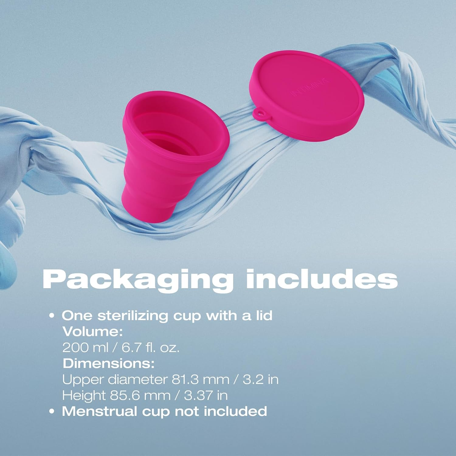 Intimina Sterilizing Cup - Collapsible Container for On-The-Go Menstrual Cups Sterilization, Menstrual Cup Sterilizer, Period Cup Sterilizer, Copa Menstrual Kit image number 1
