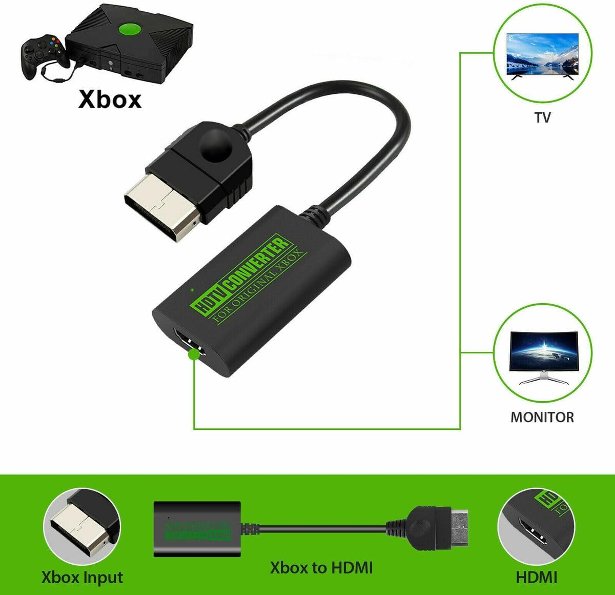 Compatible - HDMI Cable Adapter Converter Component to HDMI for Original Xbox Game Console image number 1