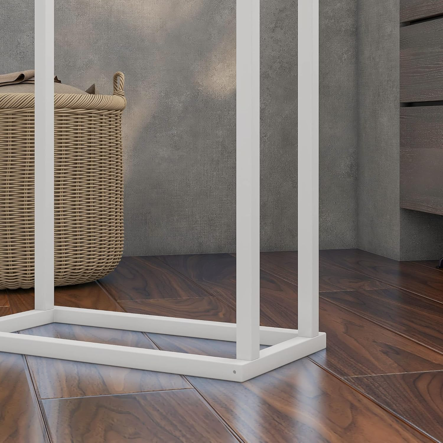 FOUBAM Towel Racks for Bathroom, 2 Tiers Free Standing Floor Bath Towel Racks for Pool, Outdoor Towel Rack Holder Heavy Duty Metal Storage Blanket Ladder (White) image number 6