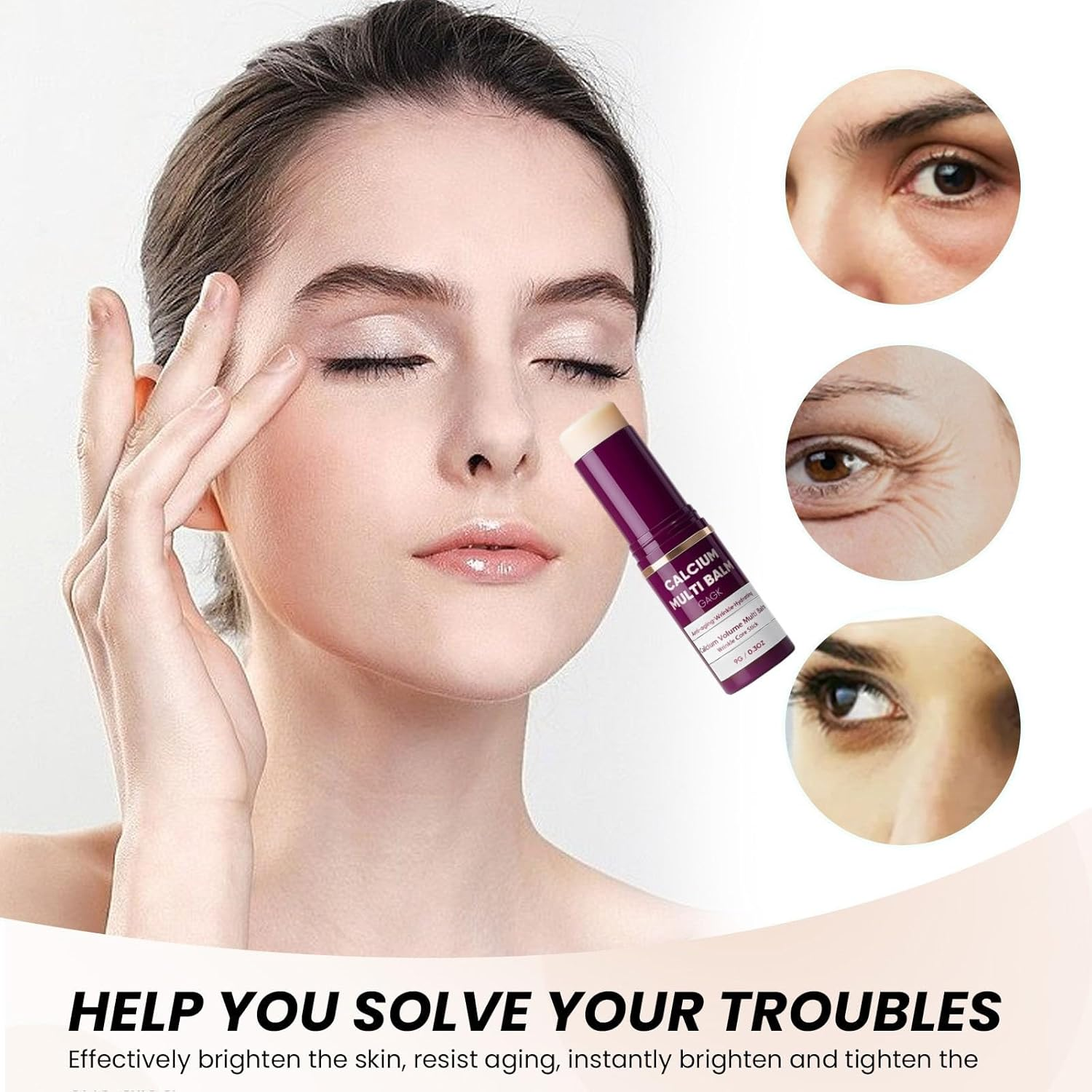 Multi-Use Cemenrete Calcium Balm Stick,Anti-Aging Collagen Moisturizer for Lips, Eyes & Neck,Hydrating Almond & Vitamin E Formula,Korean Beauty Essential(1Pcs) image number 1