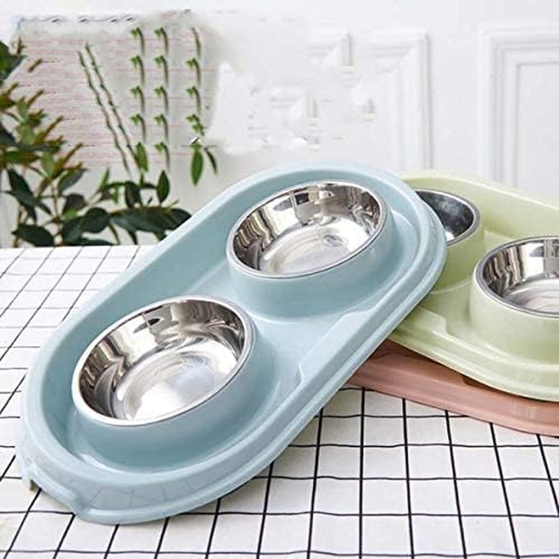 MXCELL Double Dog Cat Food Bowls, Stainless Steel Pet Bowls Dog Water Bowls with No-Spill and Non-Skid PP Station, Food Water Feeder for Cats and Small Dogs image number 6