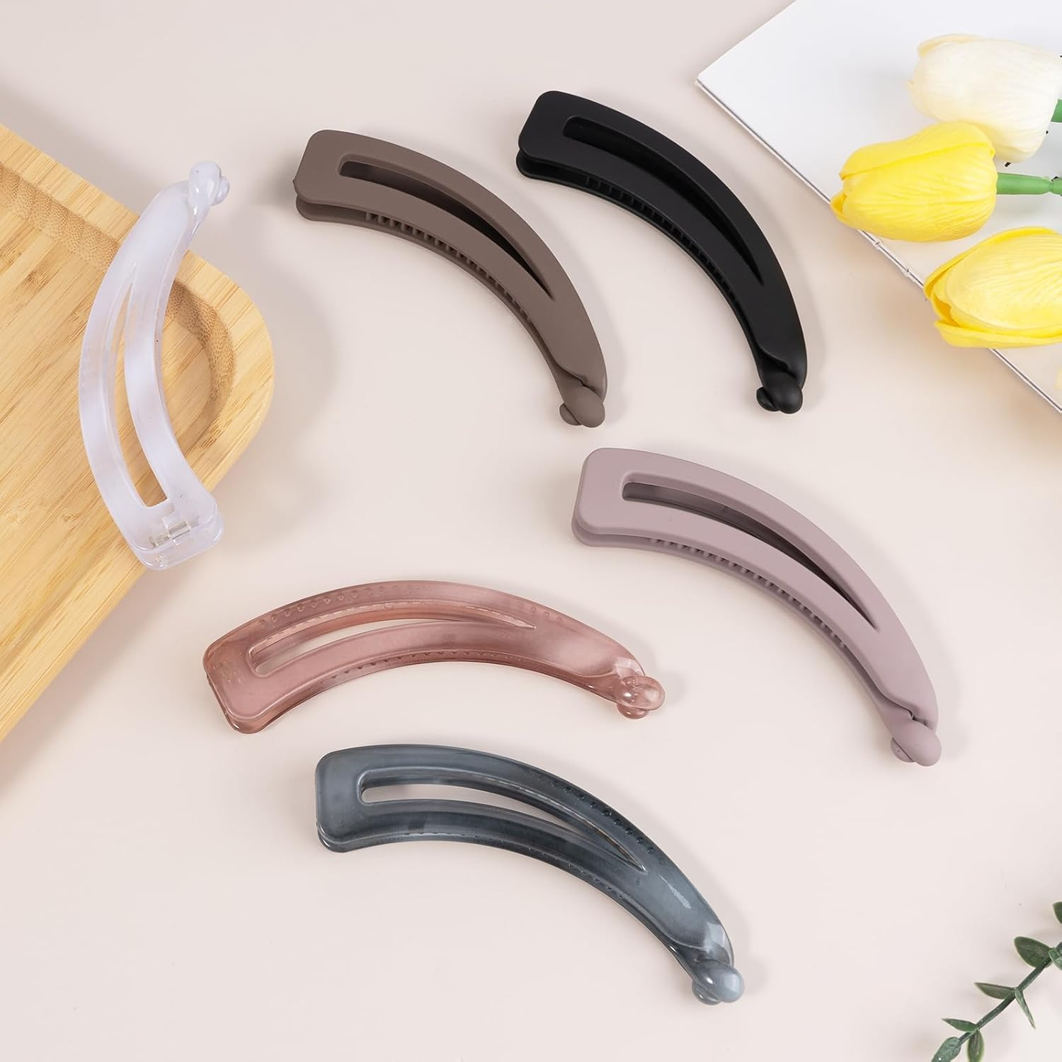 Pack of 6 Large Banana Hair Clips, Vintage Banana Hair Clips, Ponytail Hair Clip, Non-Slip Leopard Hair Clip, Hair Clips for Women, Girls, Thick Medium Hair image number 4