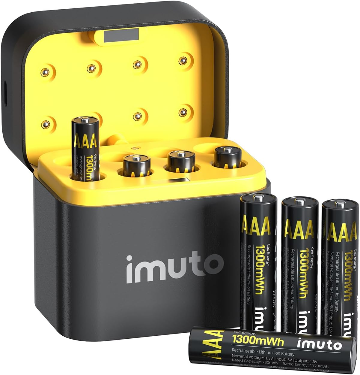 Imuto Rechargeable AAA Batteries Lithium 8 Pack with Fast Charger,1300Mwh 1.5V Constant Output Triple a Lithium Batteries 1600 Cycles Long Lasting image number 2