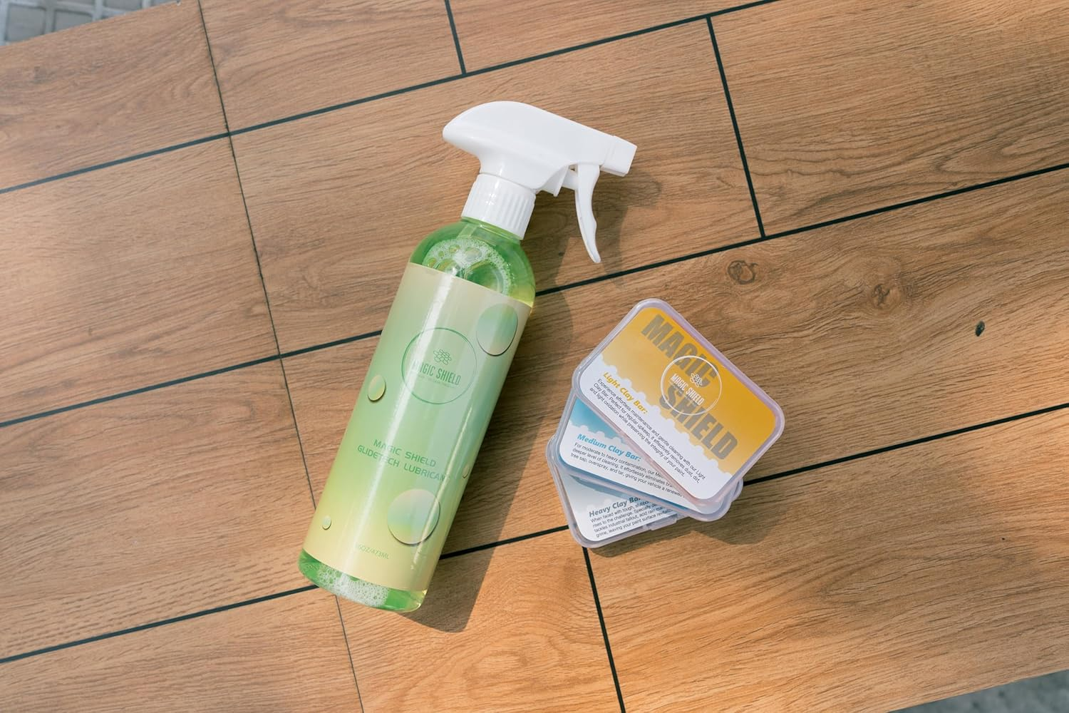 Magic Shield Clay Bar Triple Pack &ndash; 100G Light, Medium & Heavy Bars + Glidetech Lubricant Spray | Professional Auto Detailing, Deep Cleaning & Shine Restoration image number 5