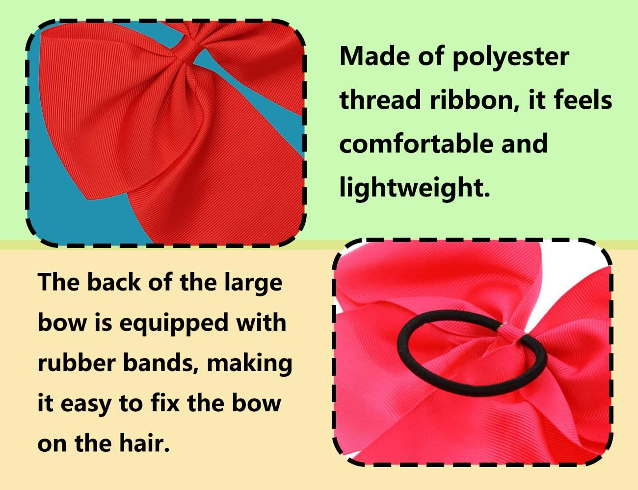 KAPSING Pack of 2 Hair Bows, Large Red Bows Hair Bows, Ponytail Holder, 19 Cm Cheerleader Bow, Hair Accessories, Headpiece image number 1