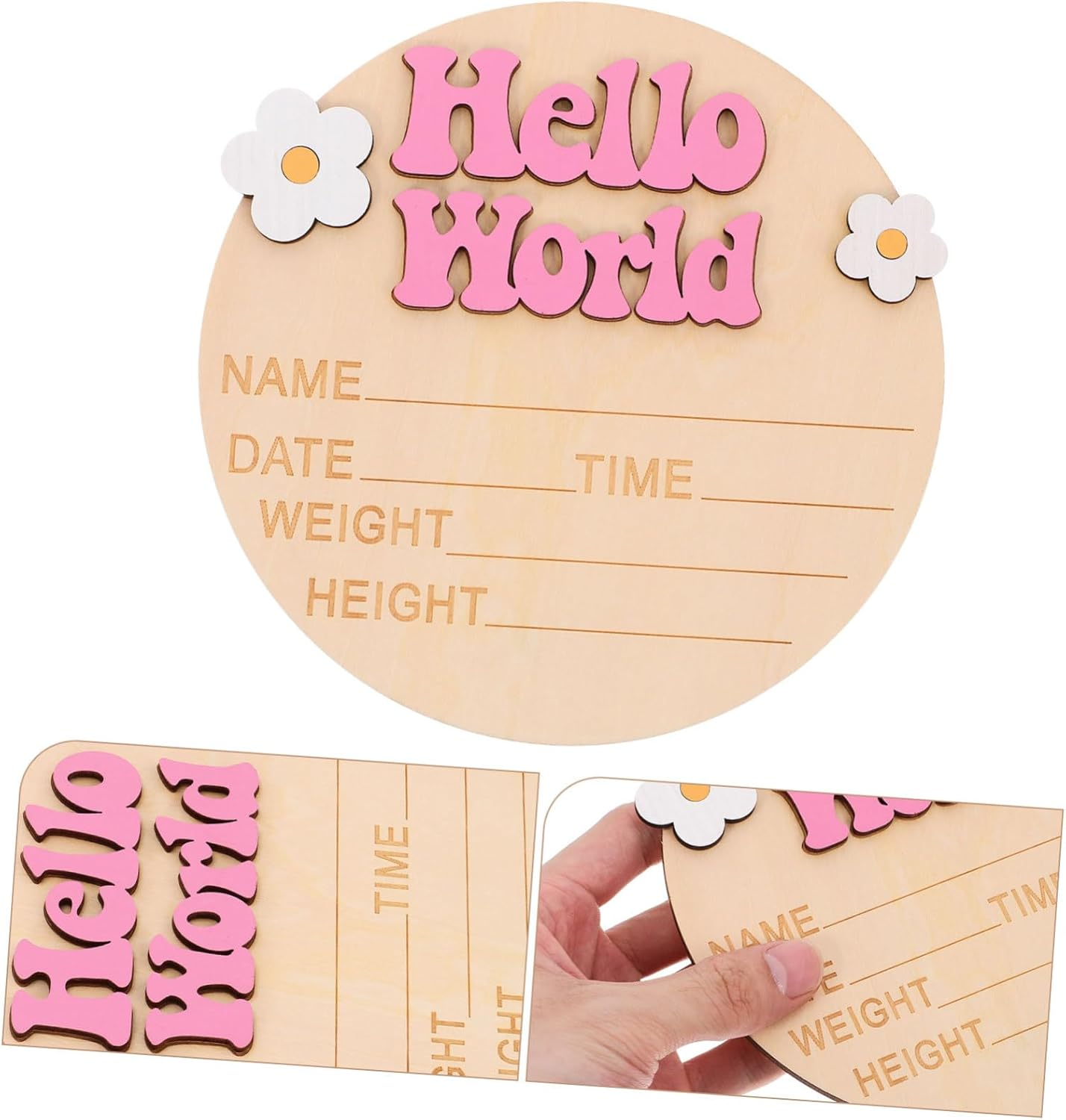 Birth Announcement Sign Name Plaque for Nursery Photo Prop Newborn Announcement Board Safe Sturdy Decor image number 2