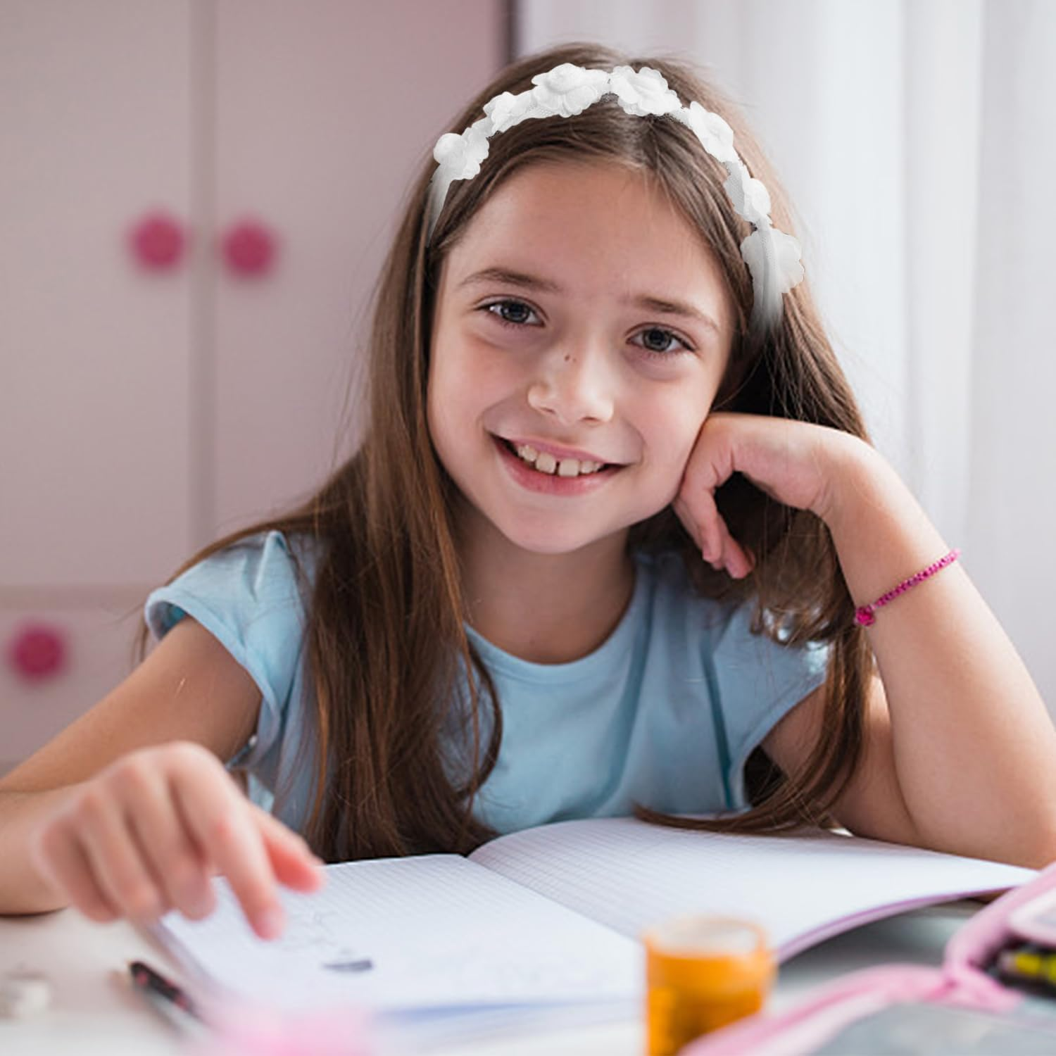 2 Pieces Flower Headbands, Lace Headbands, Elee Headbands, Wedding Headbands, Decoration for Hairstyles, Clothing Accessories. image number 2