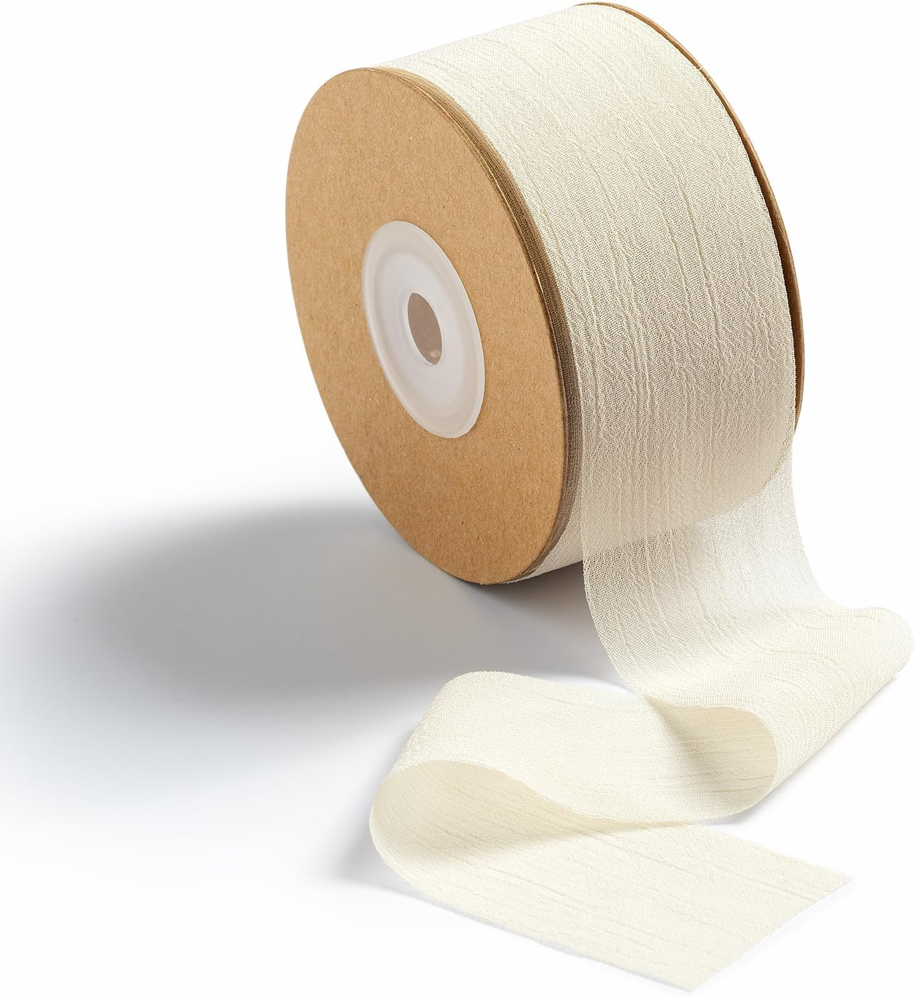 Ribbon, Grosgrain Beige Chiffon Silk Ribbon Wide,1.5 Inch X 25 Yd Ribbons for Gift Wrapping Sewing Ribbons Wedding Decorations Cream