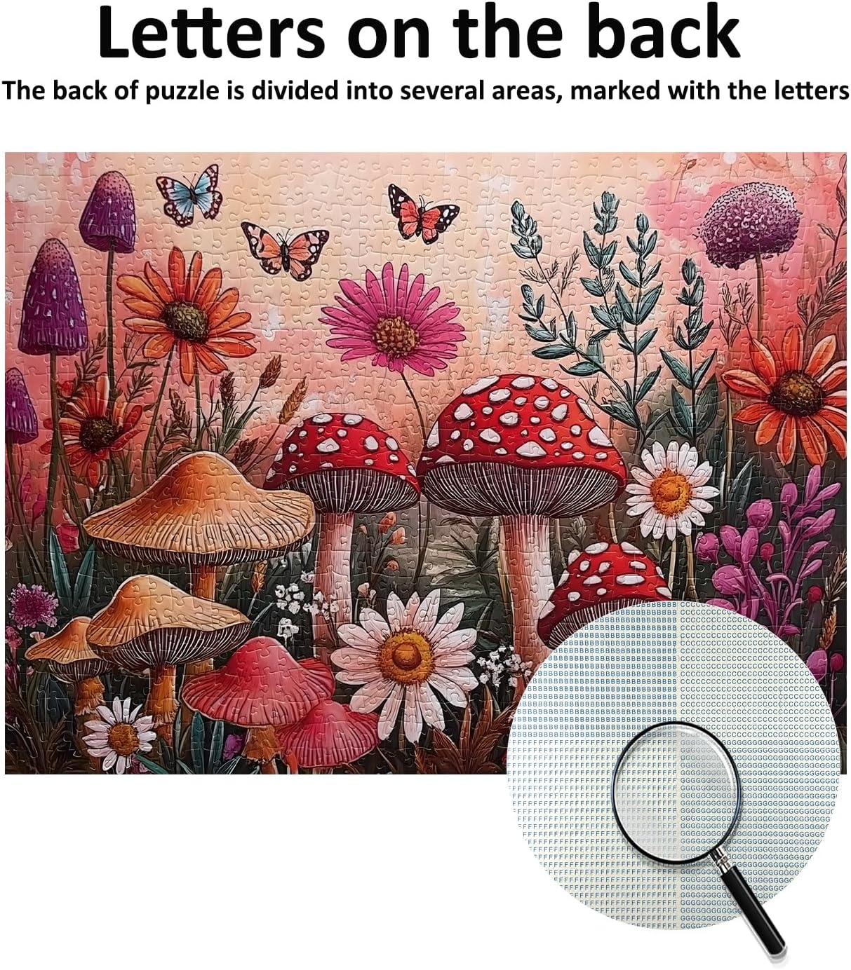 Jigsaw Puzzles for Adults 1000 Pieces Impossible Hard Difficult Challenging Puzzles for Teen 1000Pc Puzzle Whimsical Garden Flowers Mushroom Plant Jigsaw Puzzle 1000 Piece 28 X 20 Inch image number 2