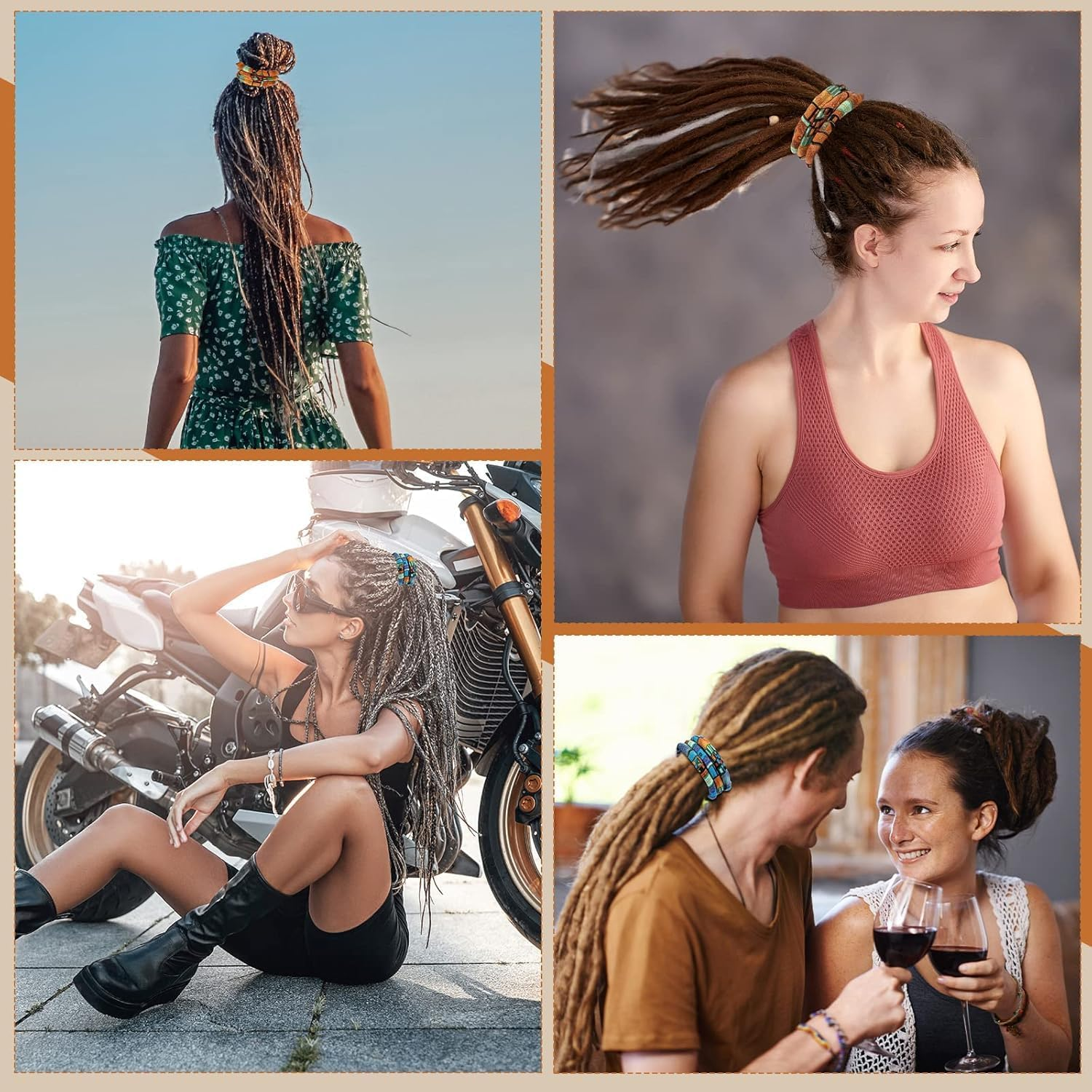 2 Pcs Spiral Lock Hair Tie Dreadlocks Accessories for Men Women Bendable Hair Tie Dreadlocks Ponytail Holder Long Dread Bands for Braids image number 3