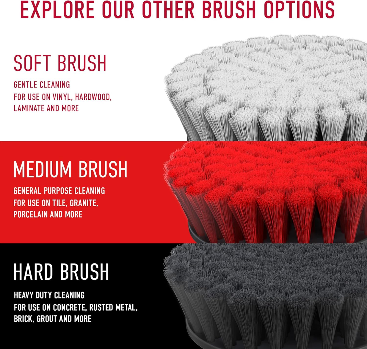 Hoover Soft Bristle Cleaning Brush, 6" Soft Bristle Brush, for Use on Delicate Surfaces, Gentle Whole Home Cleaning, Scrubber Brush Drill Attachment for Cleaning image number 2