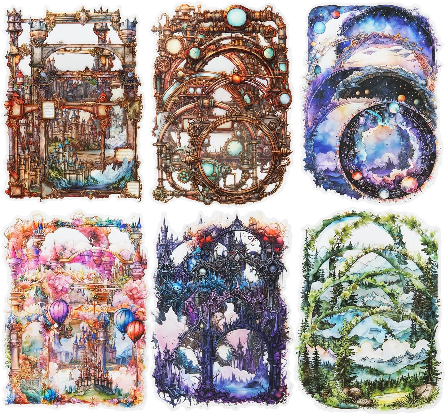 Auriicleaf Steampunk Elf Scrapbook Stickers Set, 120PCS Fairy Ephemera for Scrapbooking, Junk Journaling, Crafting, DIY Projects, Diaries, and Art Supplies